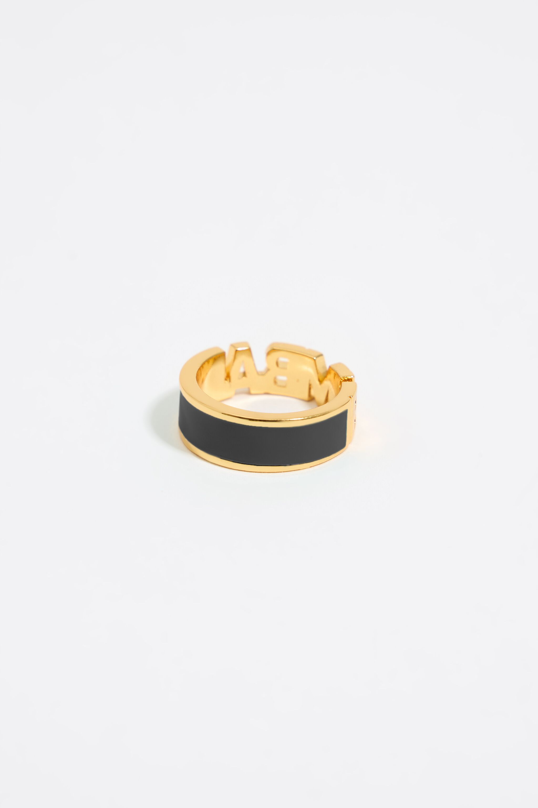 Black enamel logo ring