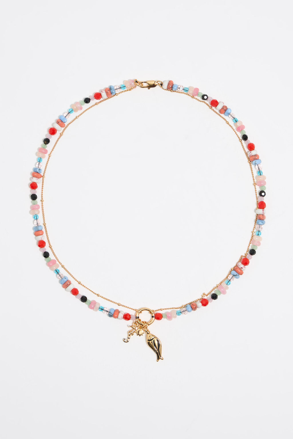 Multicolor stones fish necklace