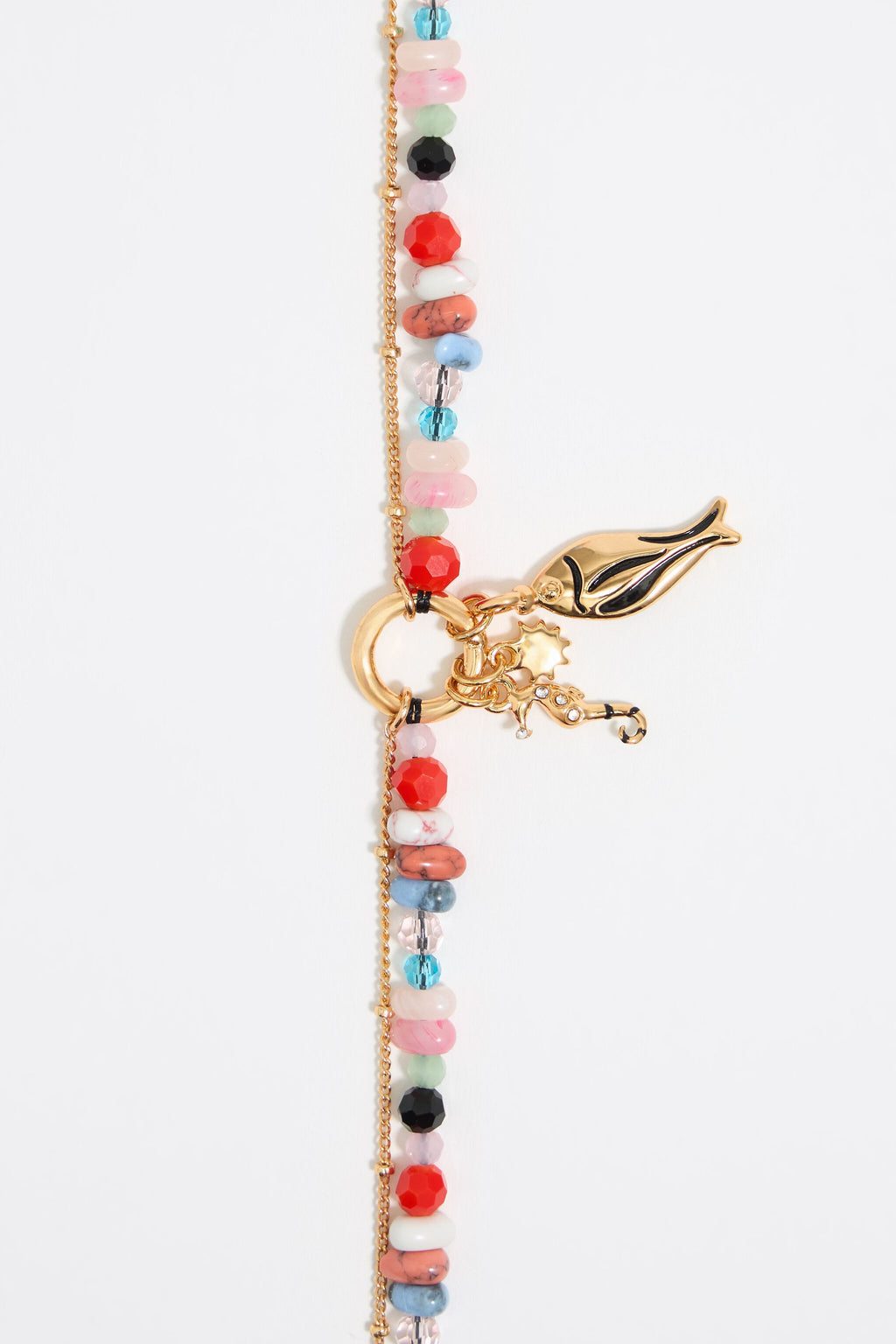 Multicolor stones fish necklace