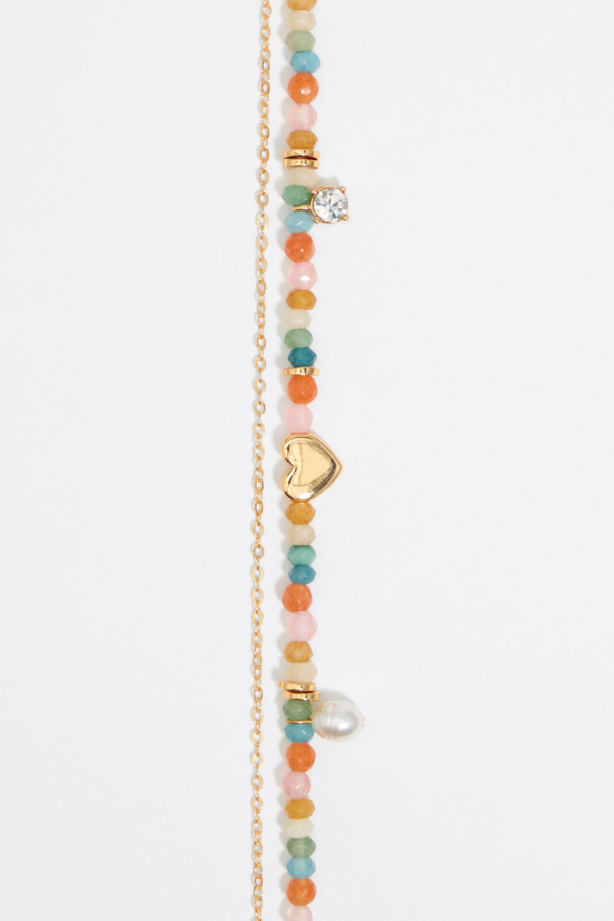 Multicolor stones and gold heart necklace