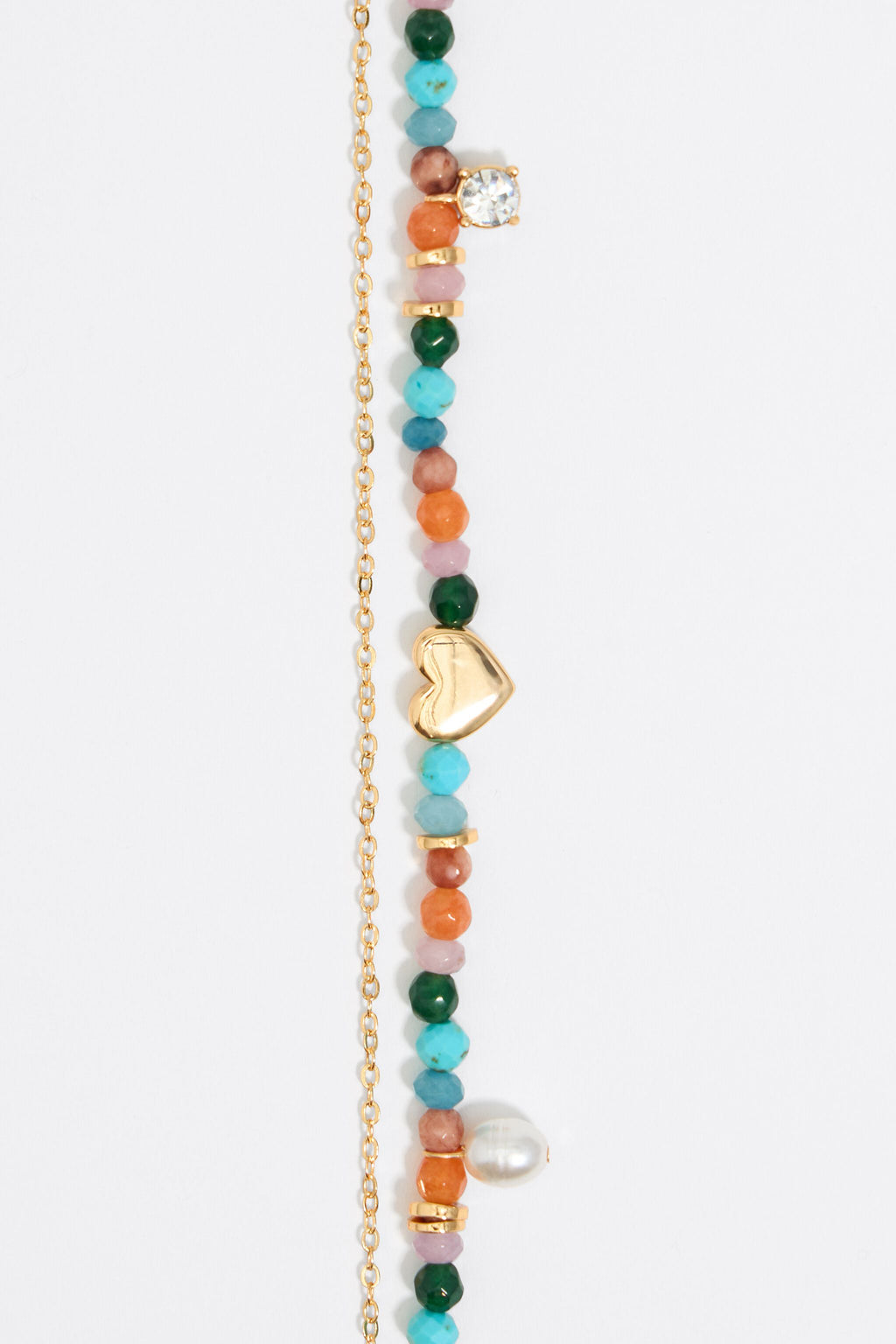 Multicolor stones and gold heart necklace