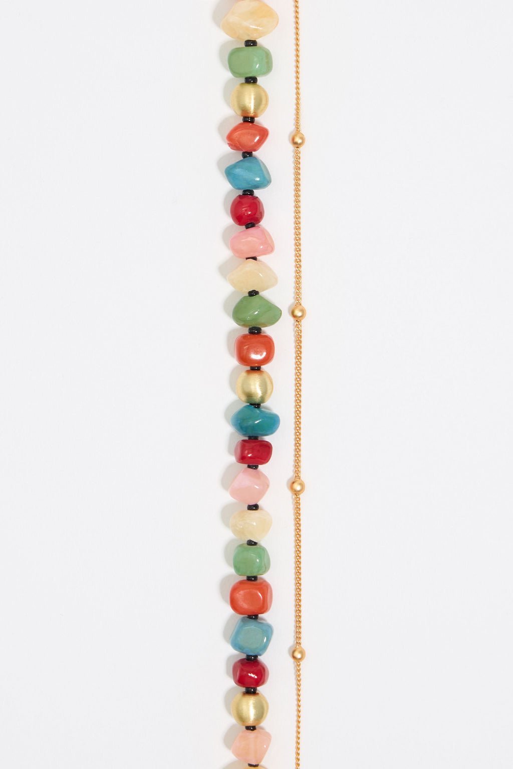 Multicolor stones and gold chain necklace