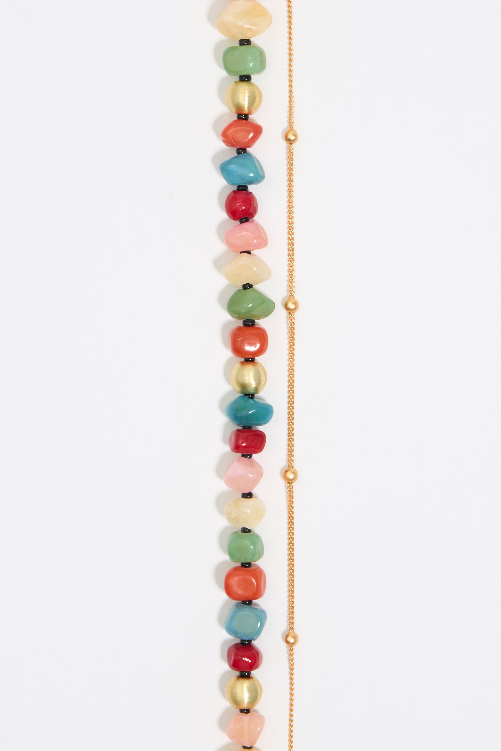 Multicolor stones and gold chain necklace