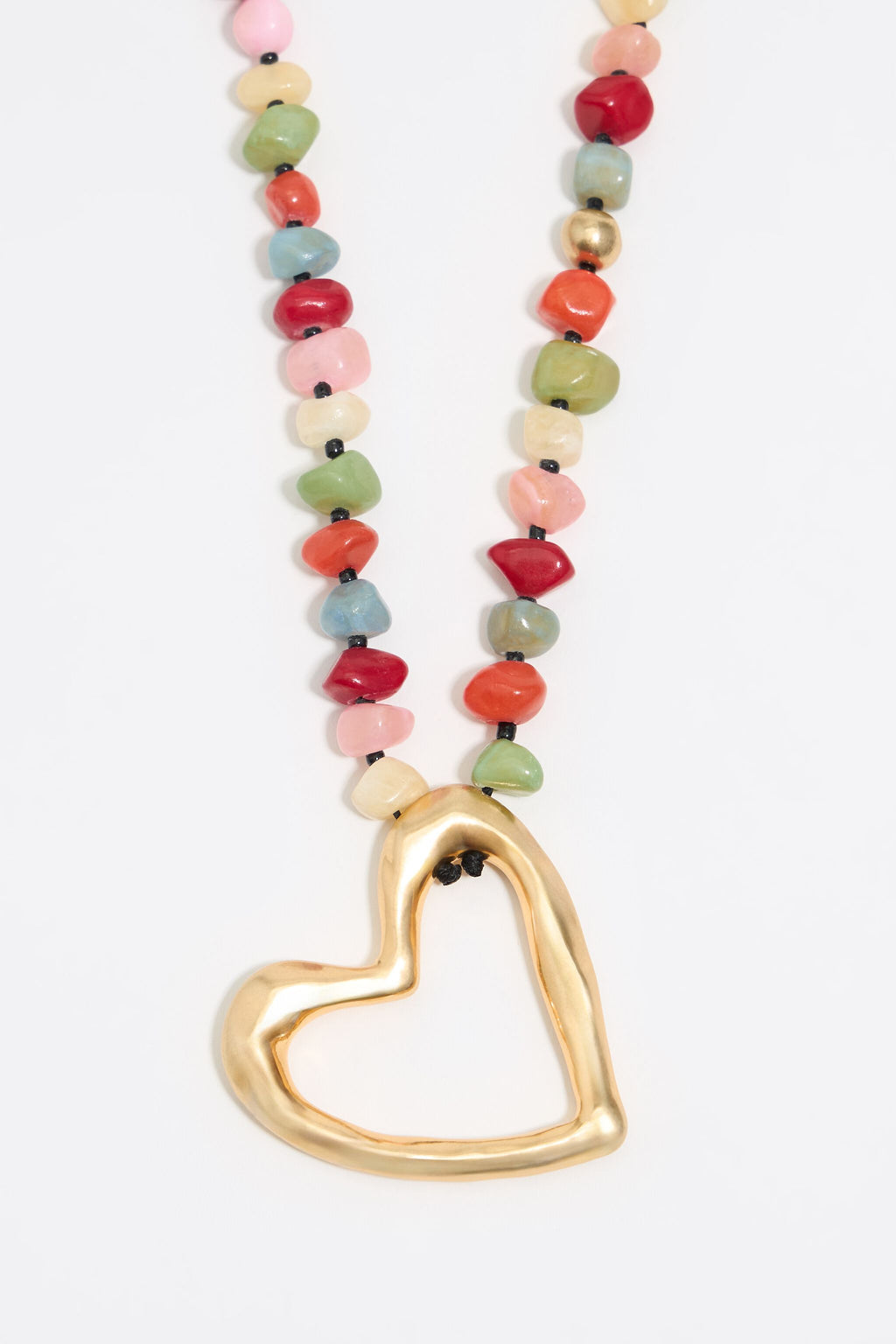 Multicolor stones gold heart necklace