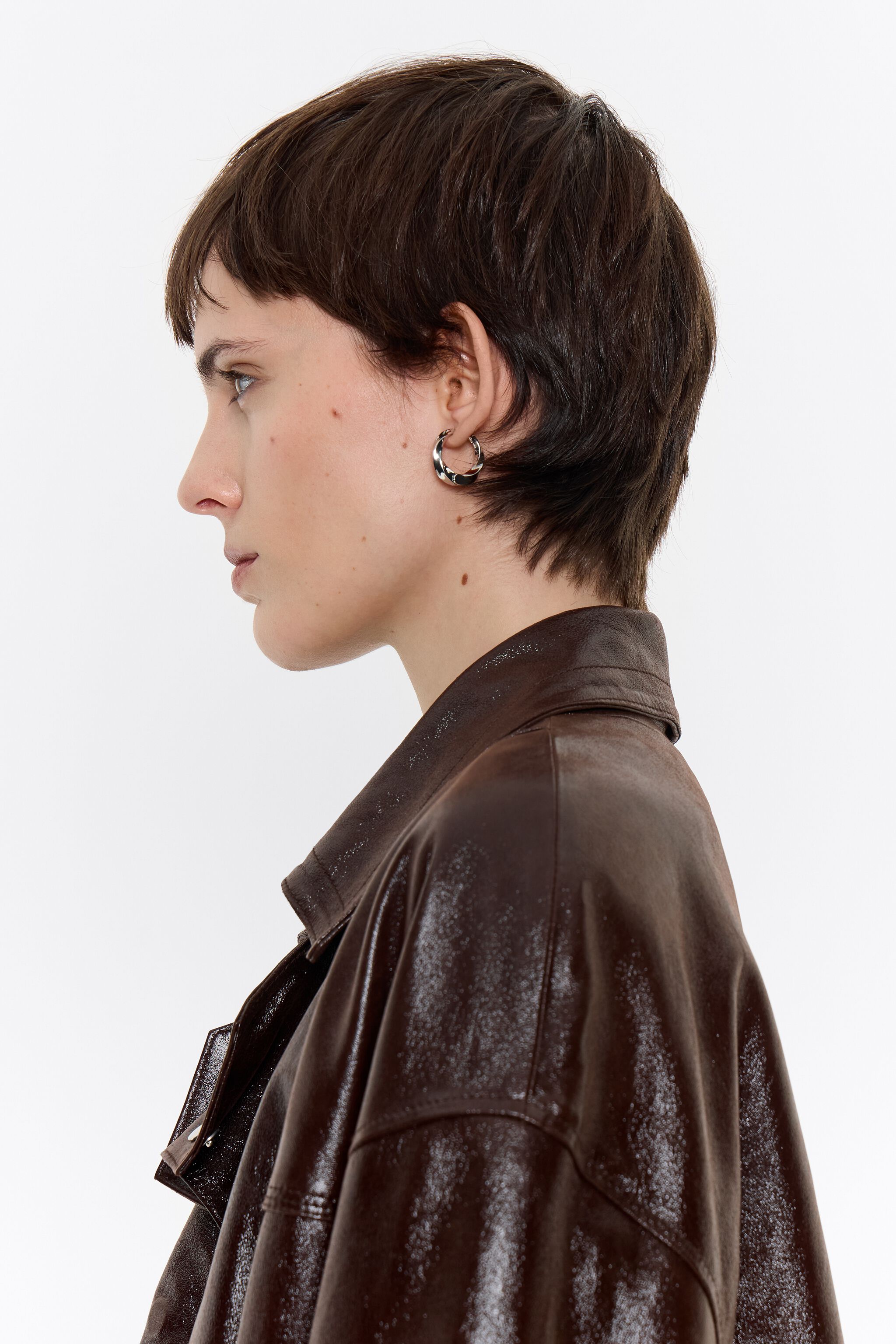 Textured silver hoop earrings