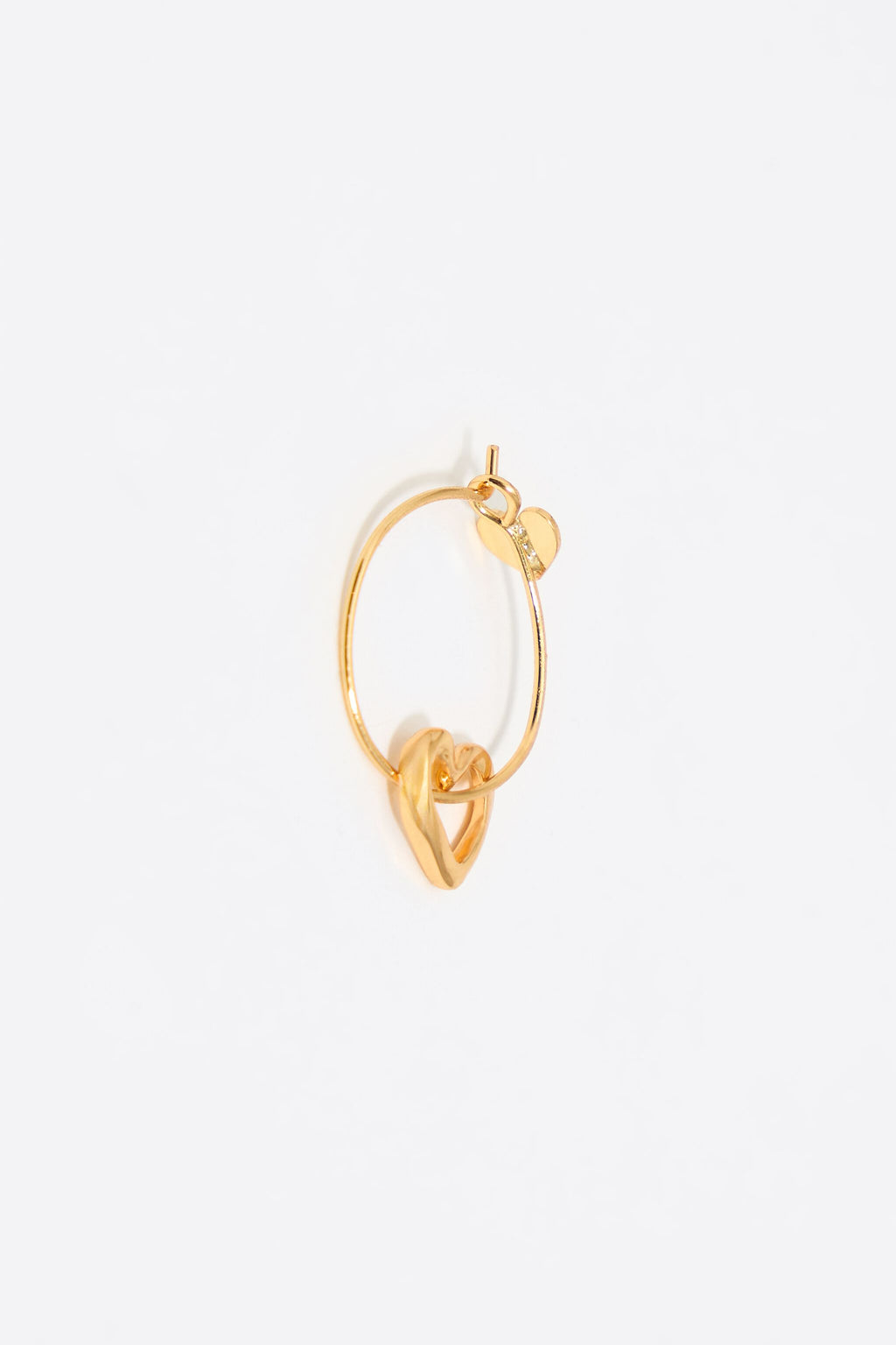 Textured gold heart hoop earrings