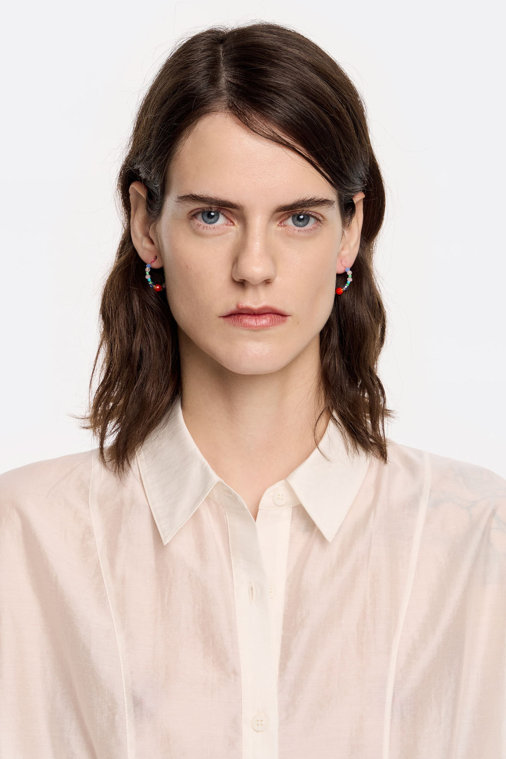 Multicolor crystals medium hoop earrings