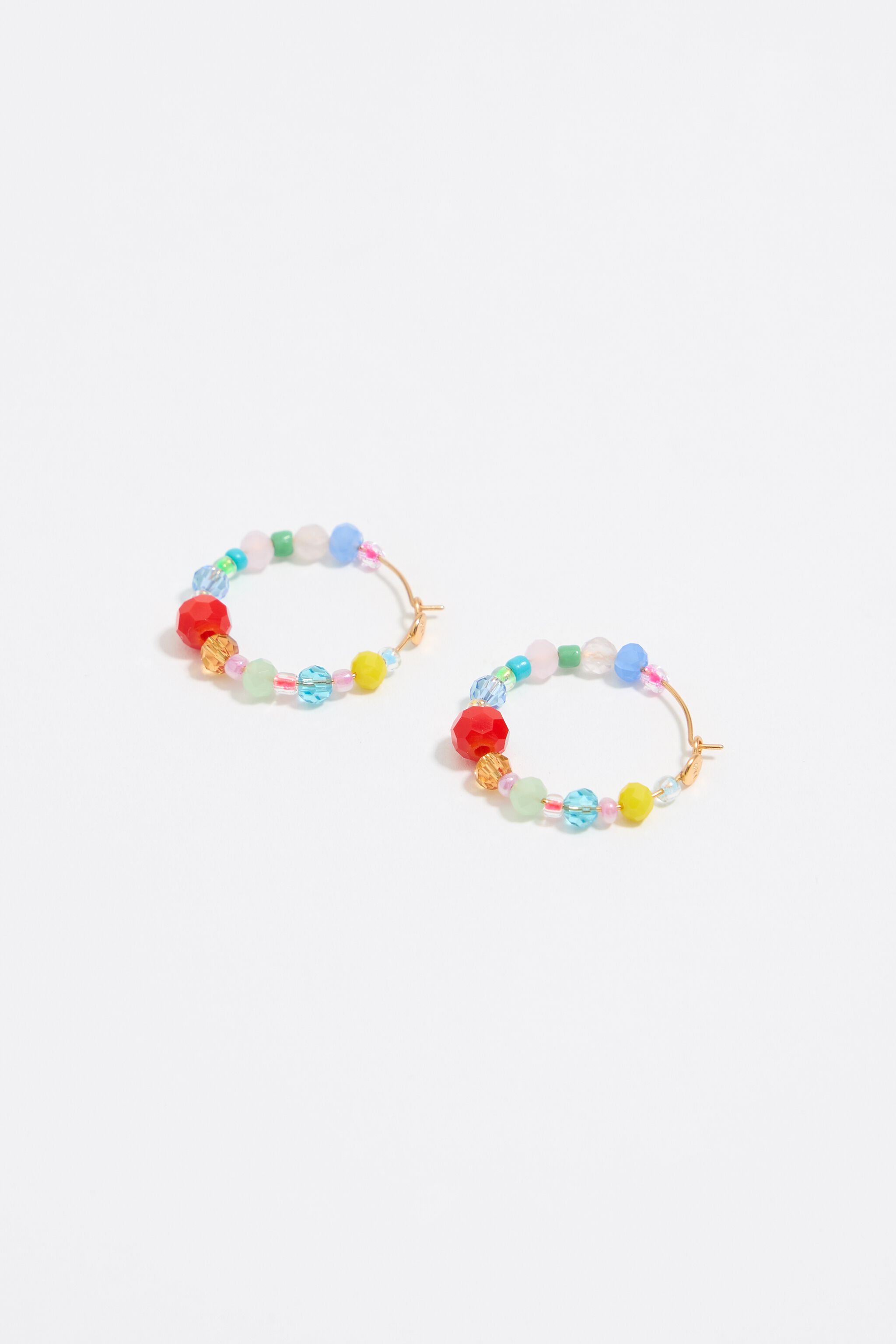 Multicolor crystals medium hoop earrings