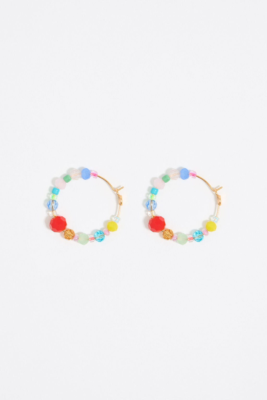 Multicolor crystals medium hoop earrings