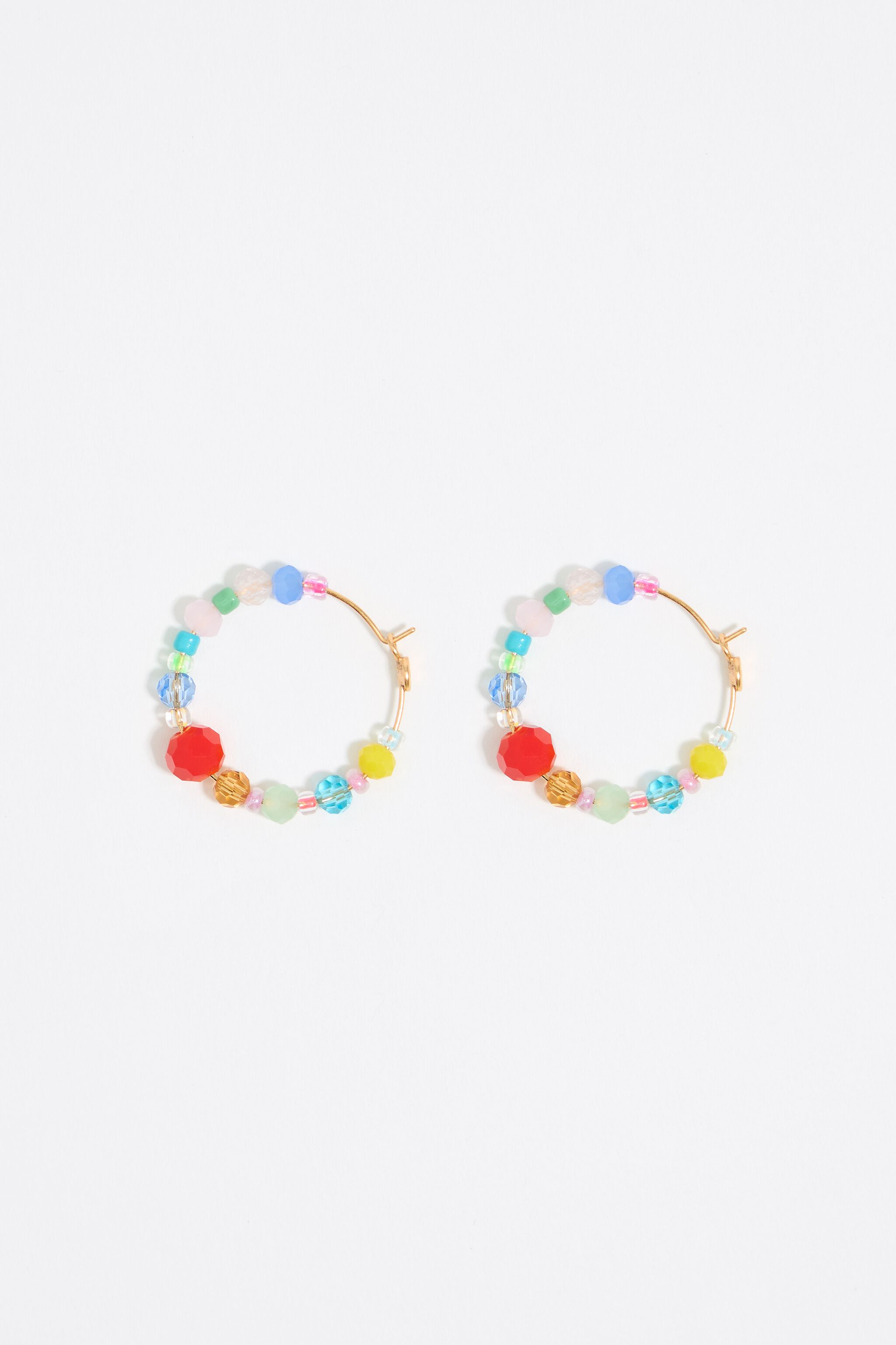 Multicolor crystals medium hoop earrings