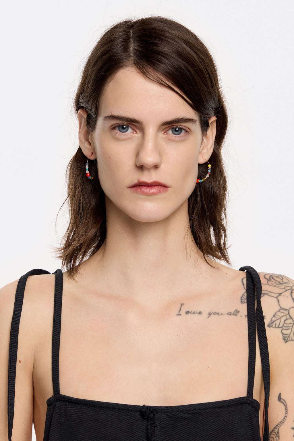 Multicolor crystal hoop earrings