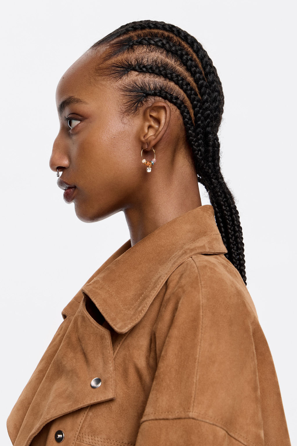 Multicolor stones hoop earrings