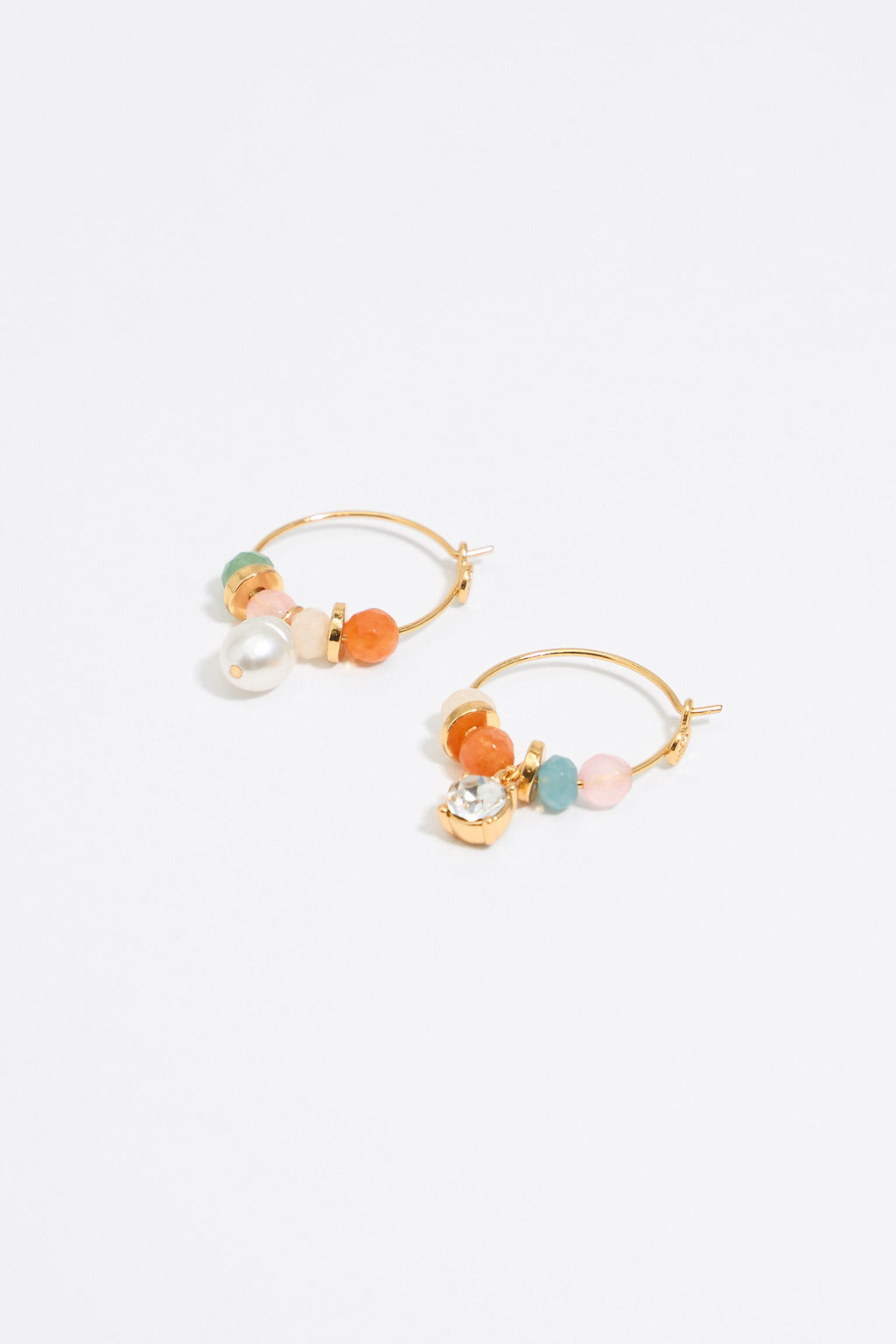 Multicolor stones hoop earrings