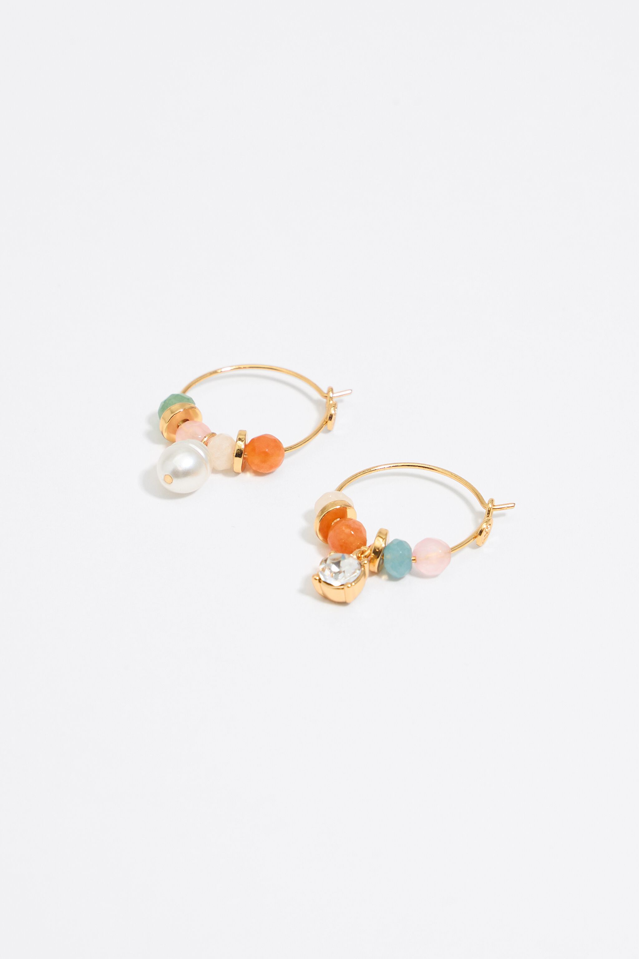 Multicolor stones hoop earrings