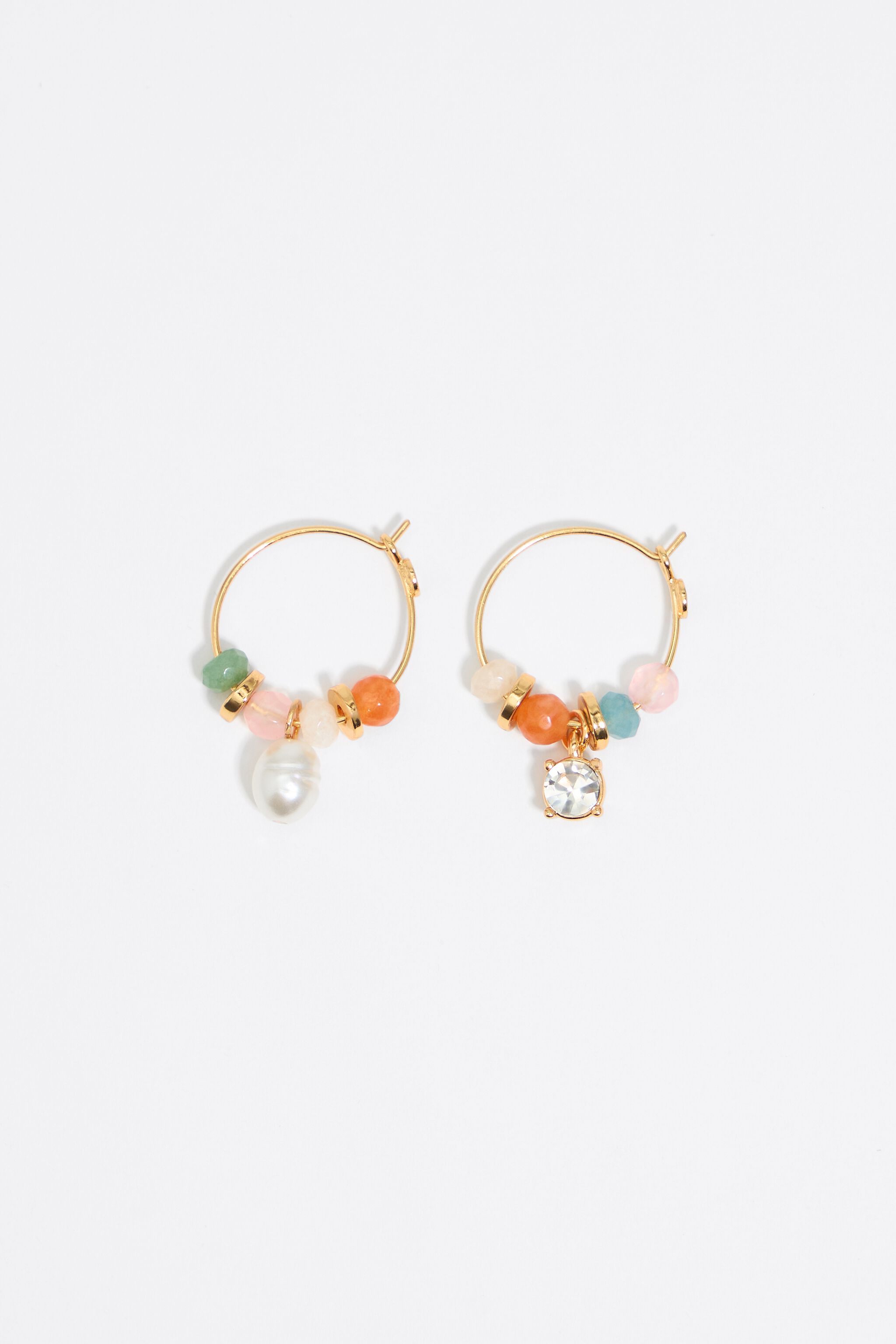 Multicolor stones hoop earrings