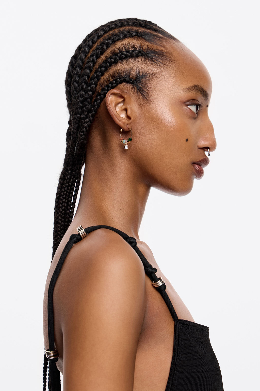 Multicolor stones hoop earrings