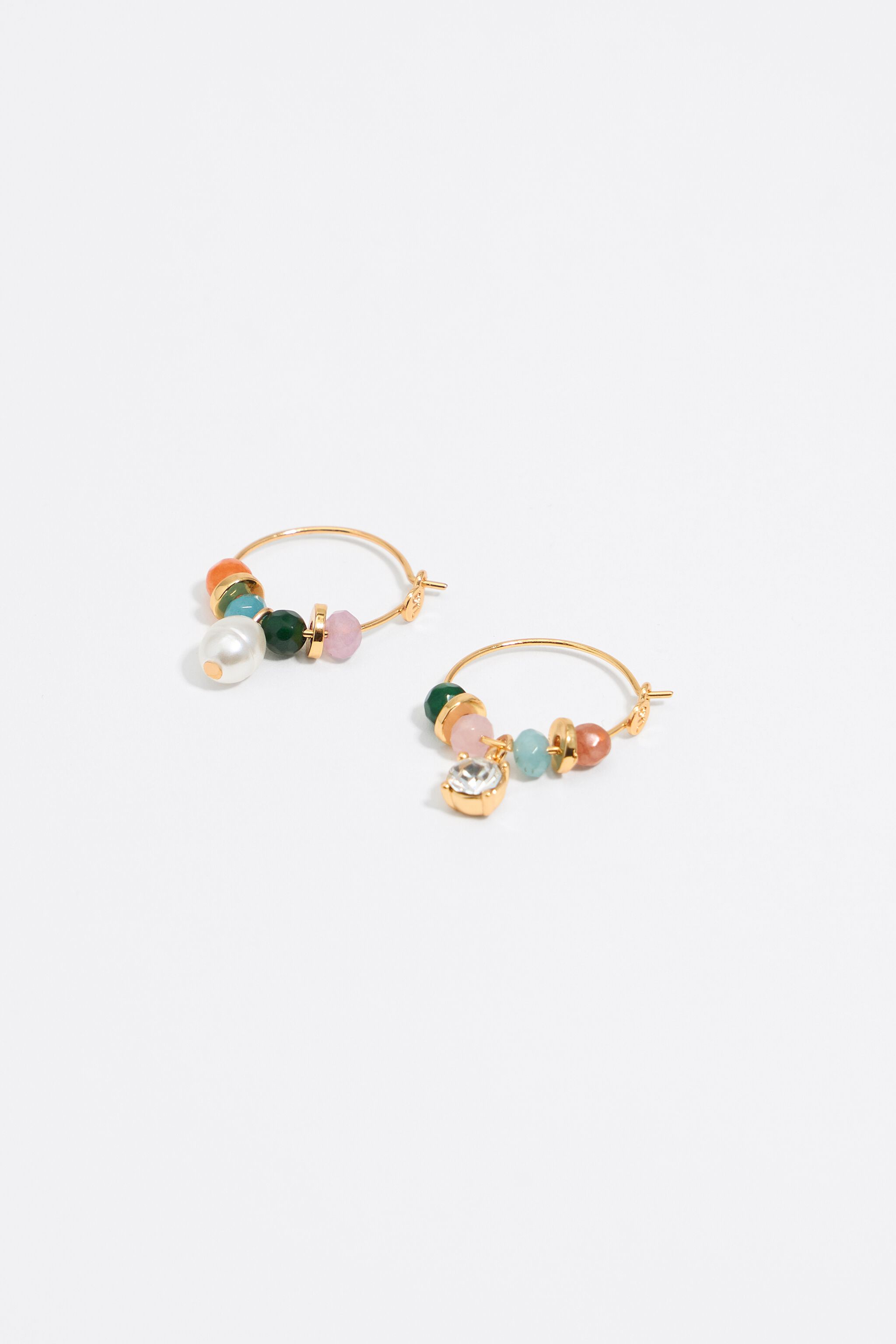 Multicolor stones hoop earrings