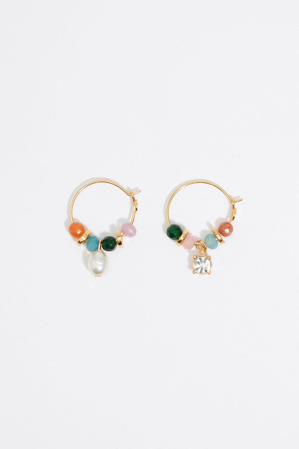 Multicolor stones hoop earrings