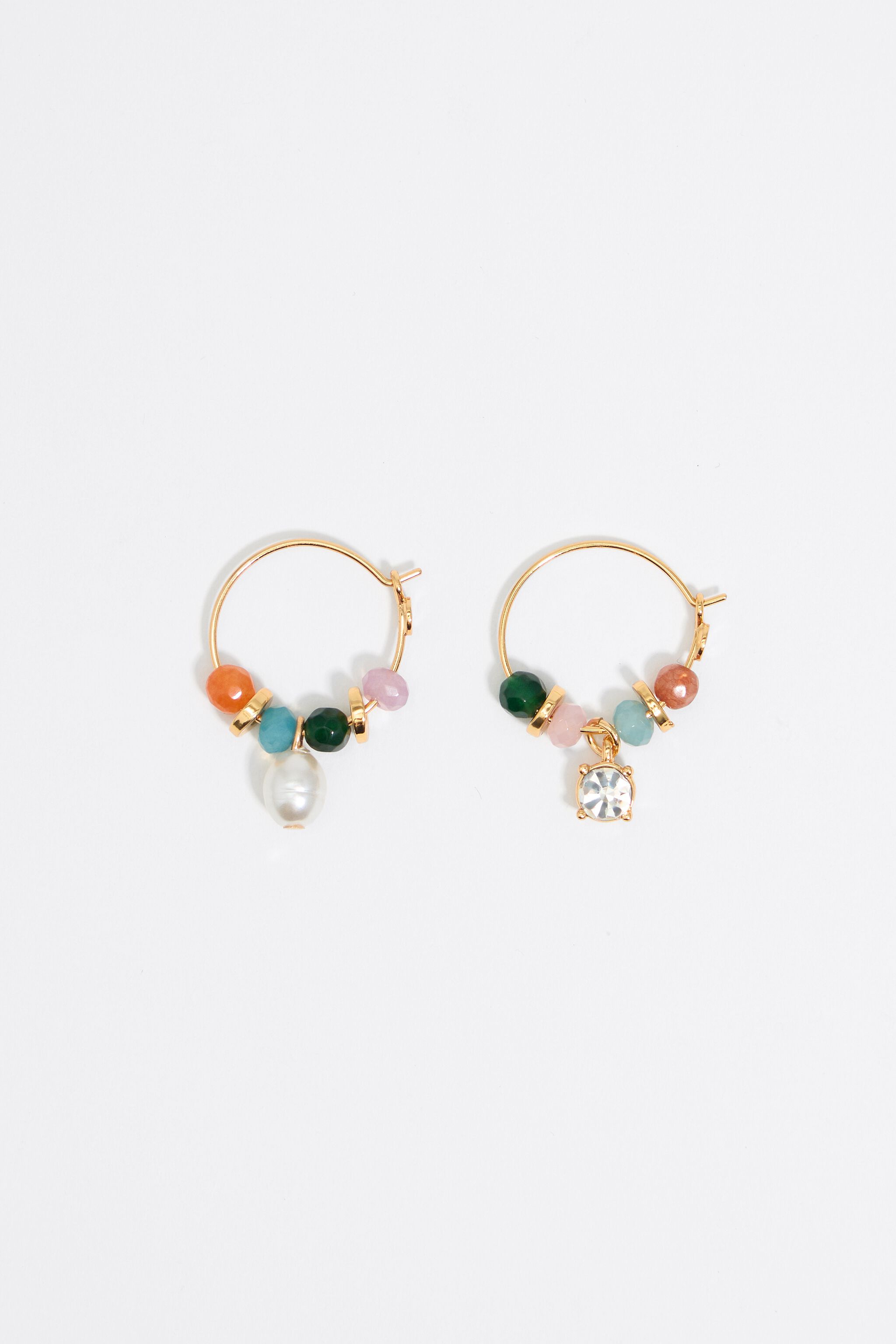 Multicolor stones hoop earrings