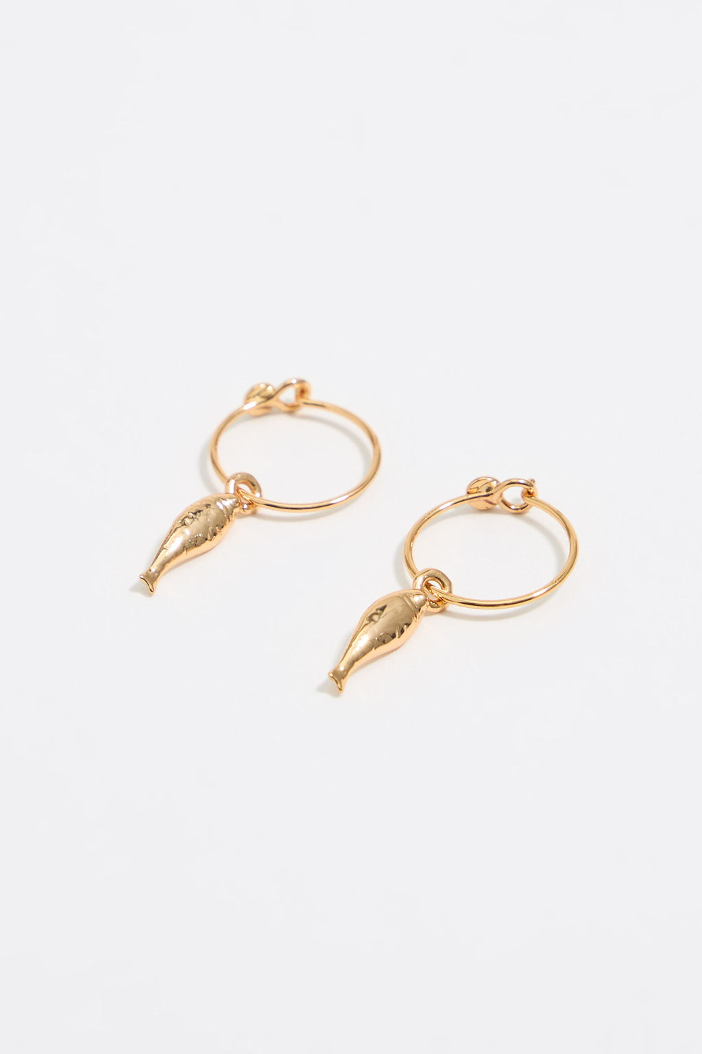 Golden fish hoop earrings