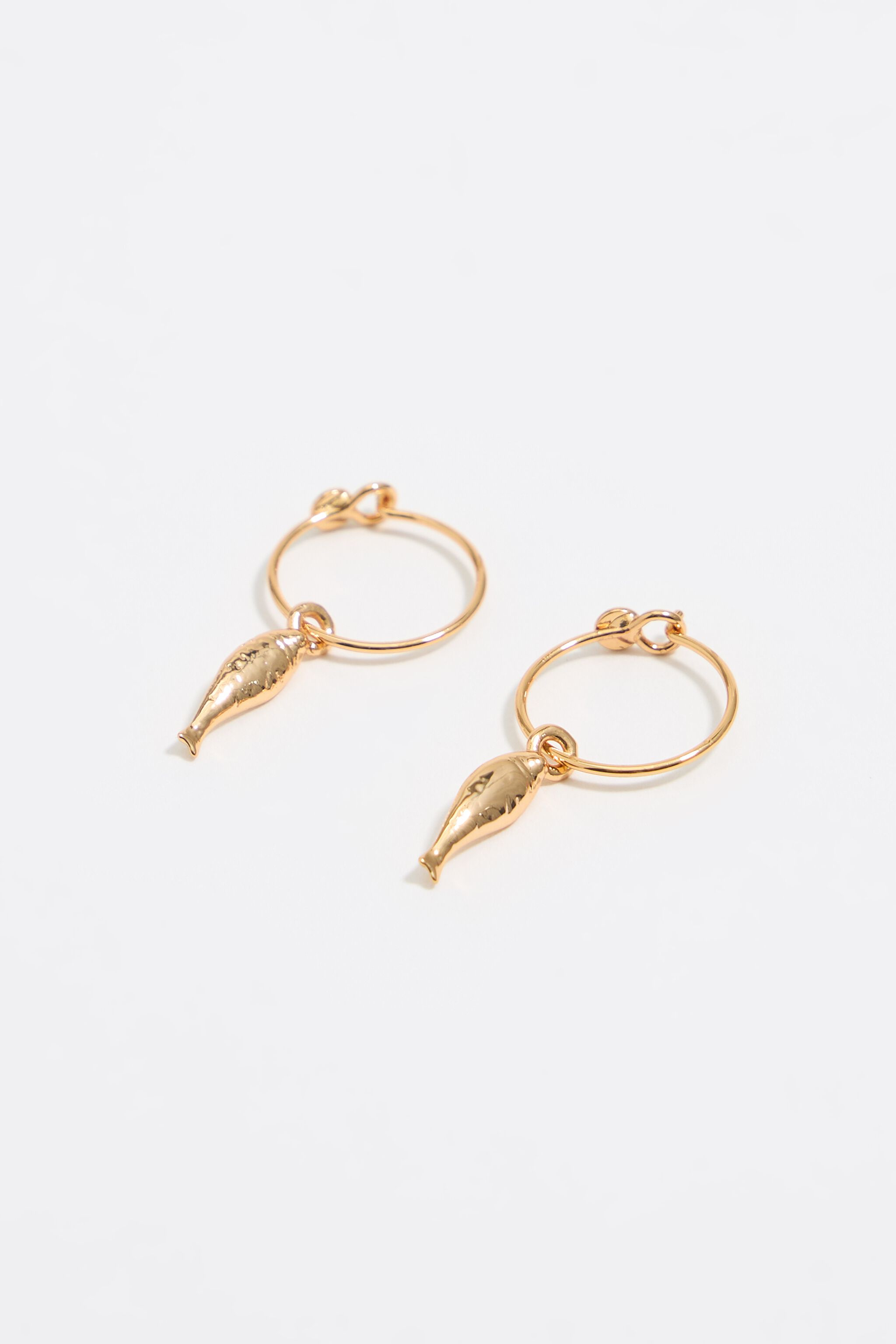 Golden fish hoop earrings