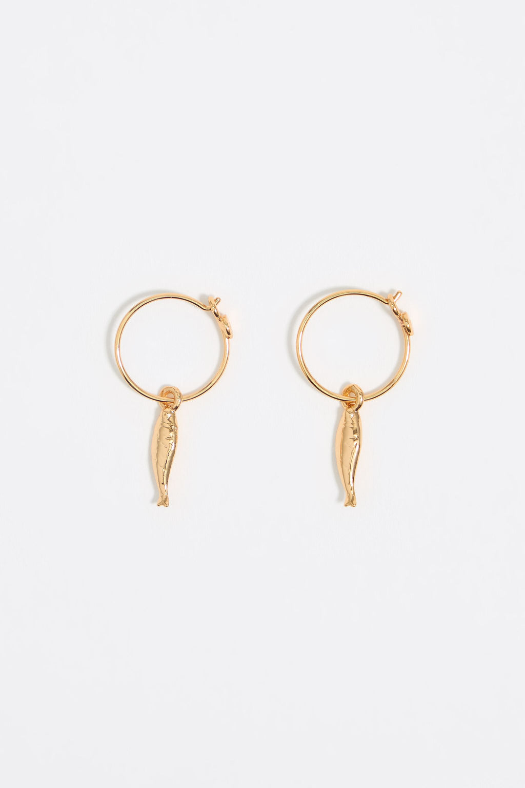 Golden fish hoop earrings
