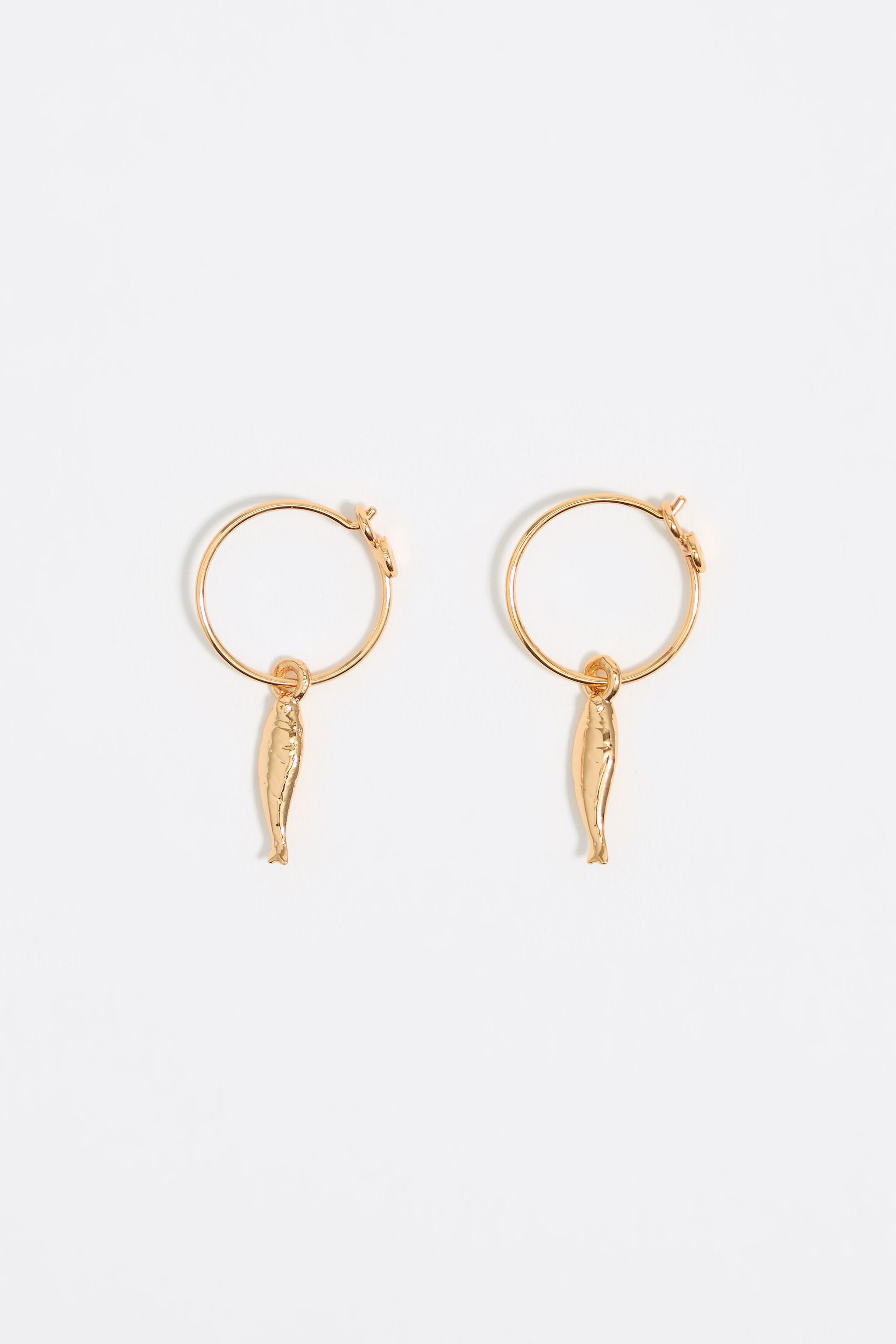 Golden fish hoop earrings