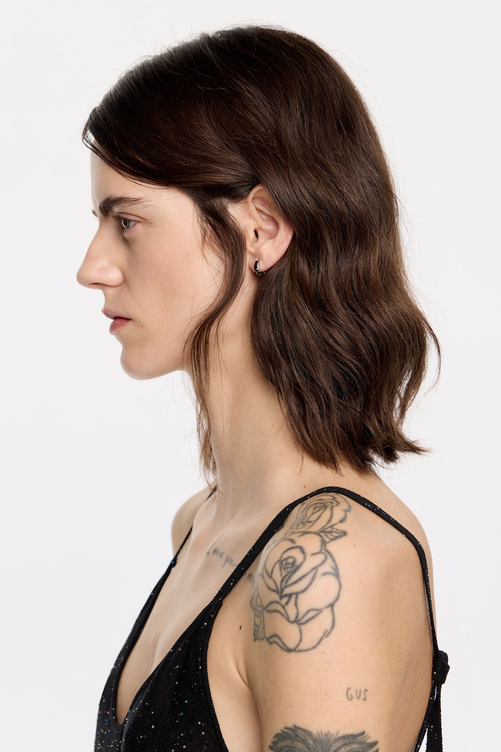 Silver color mini hoop earrings crystals