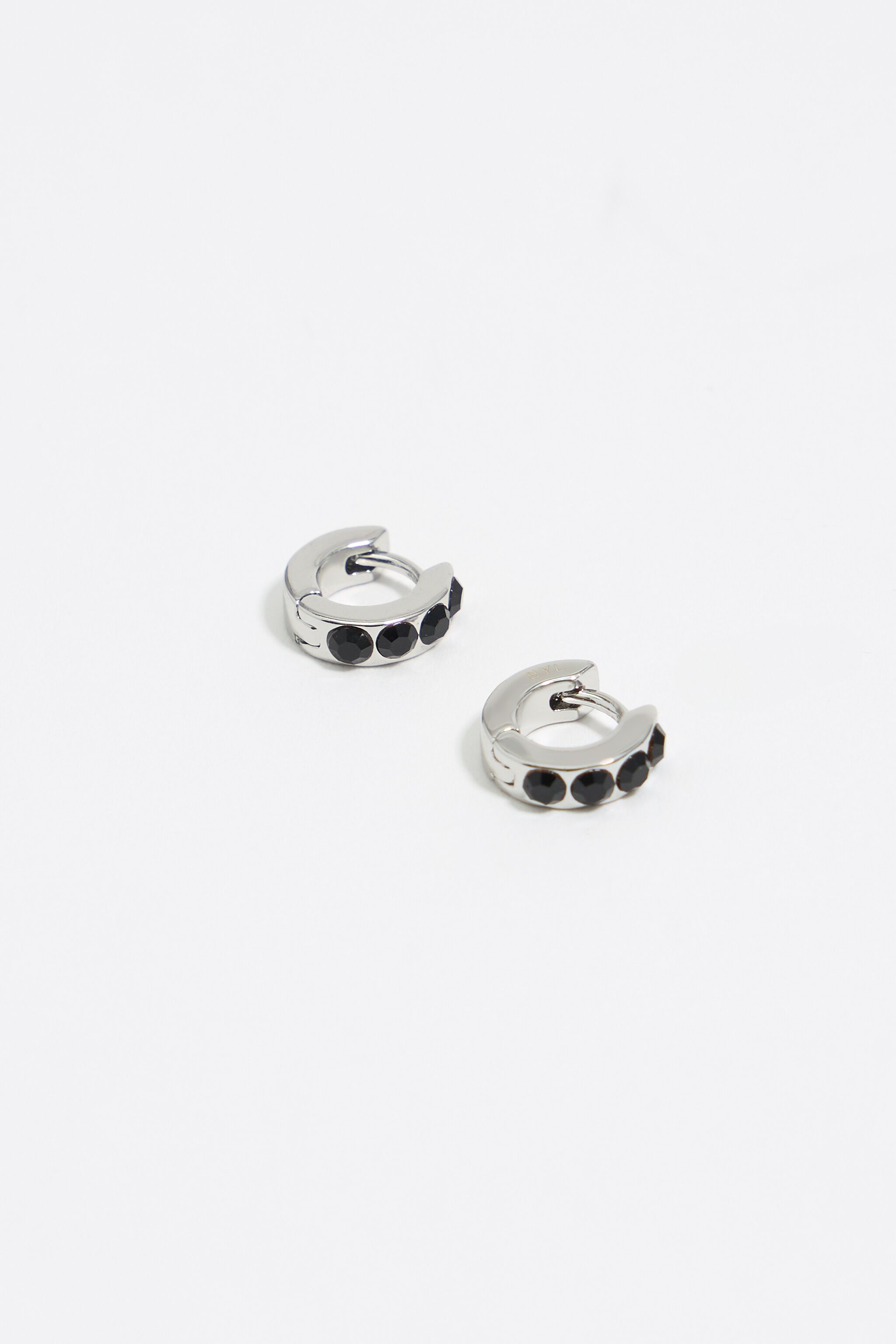 Silver color mini hoop earrings crystals