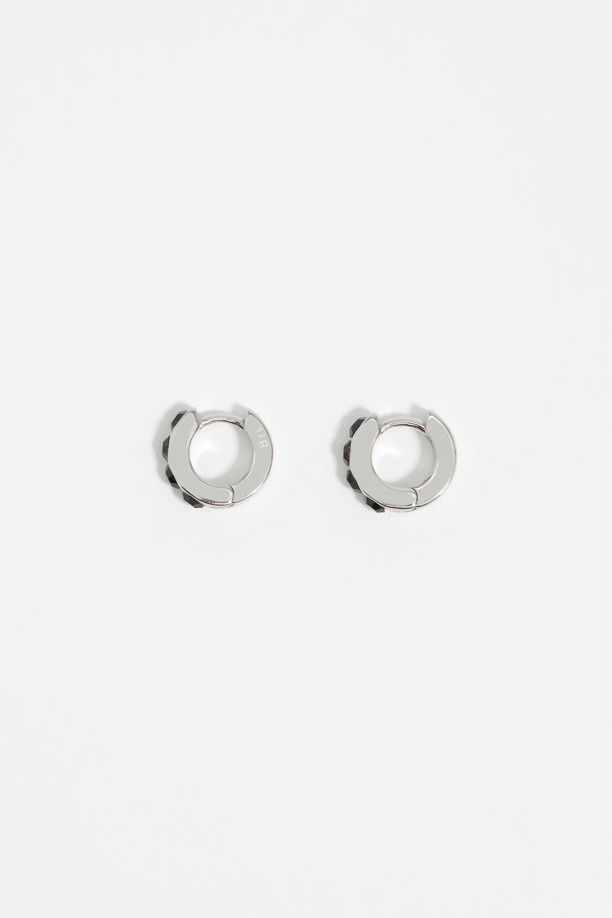 Silver color mini hoop earrings crystals