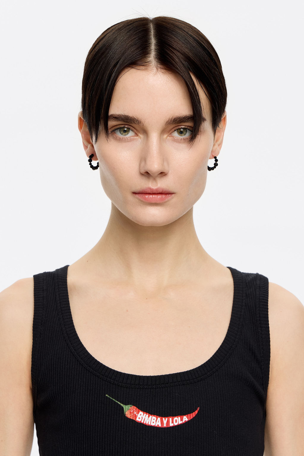 Black crystal hoop earrings