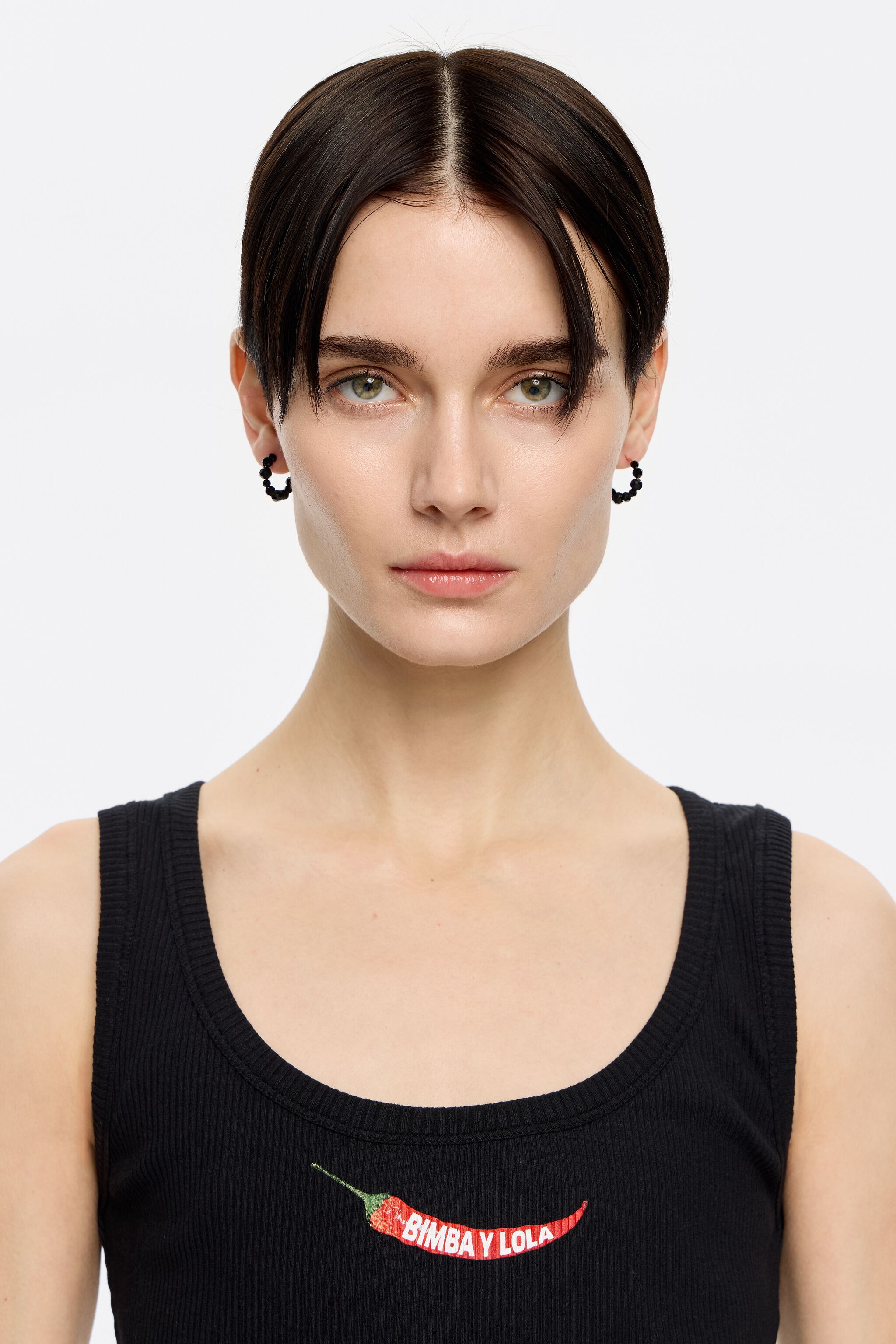 Black crystal hoop earrings