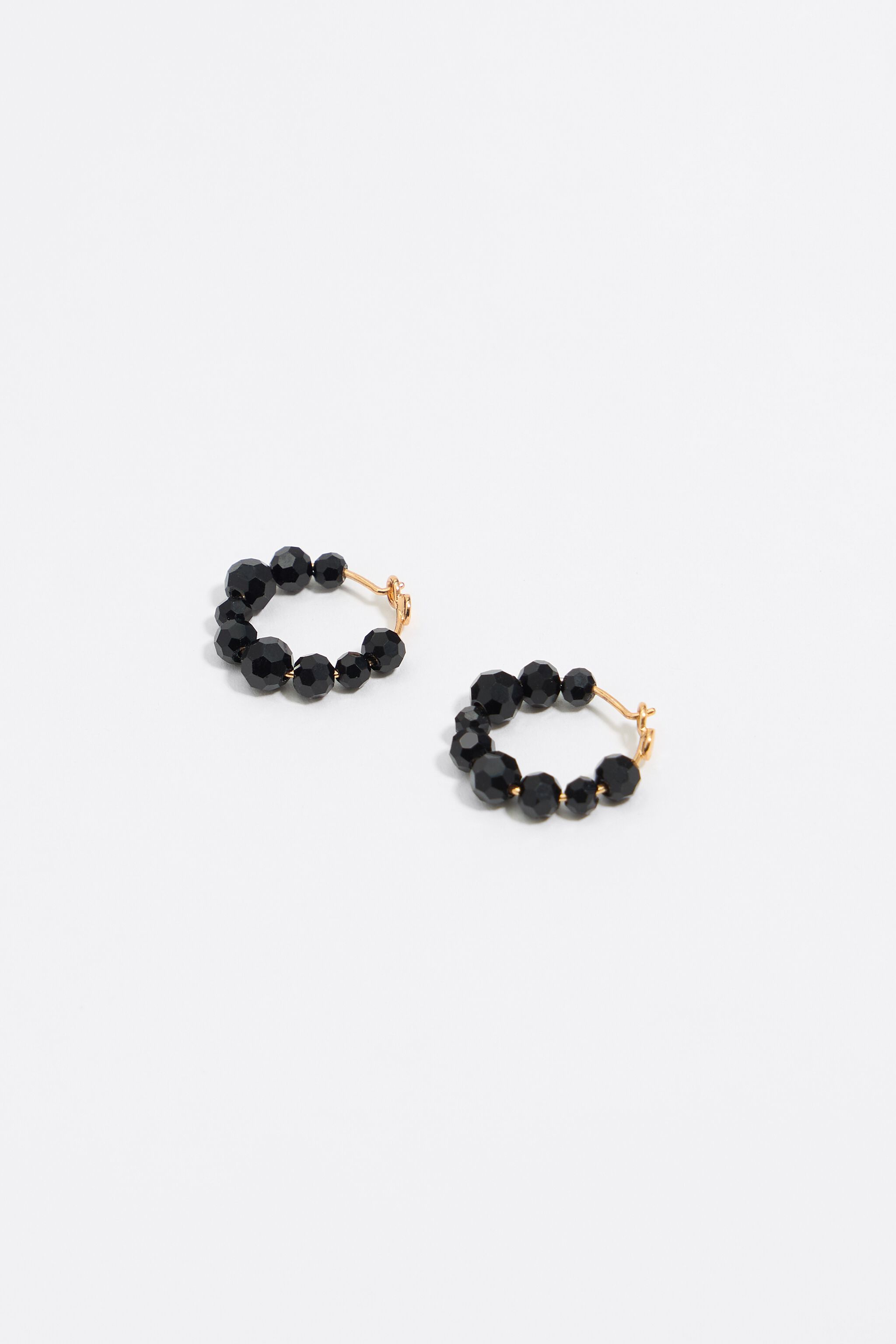 Black crystal hoop earrings