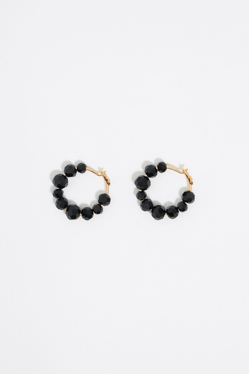 Black crystal hoop earrings