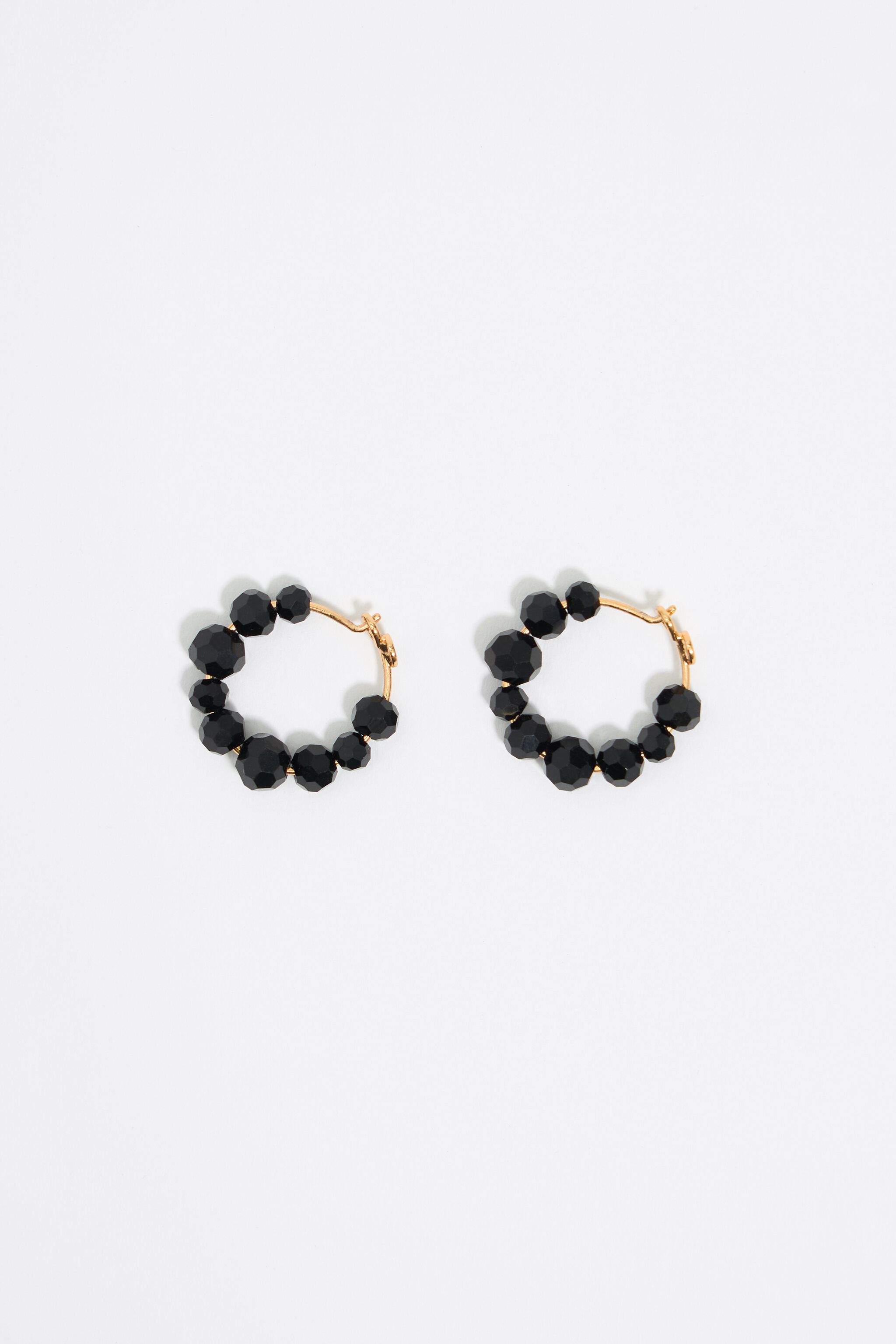 Black crystal hoop earrings