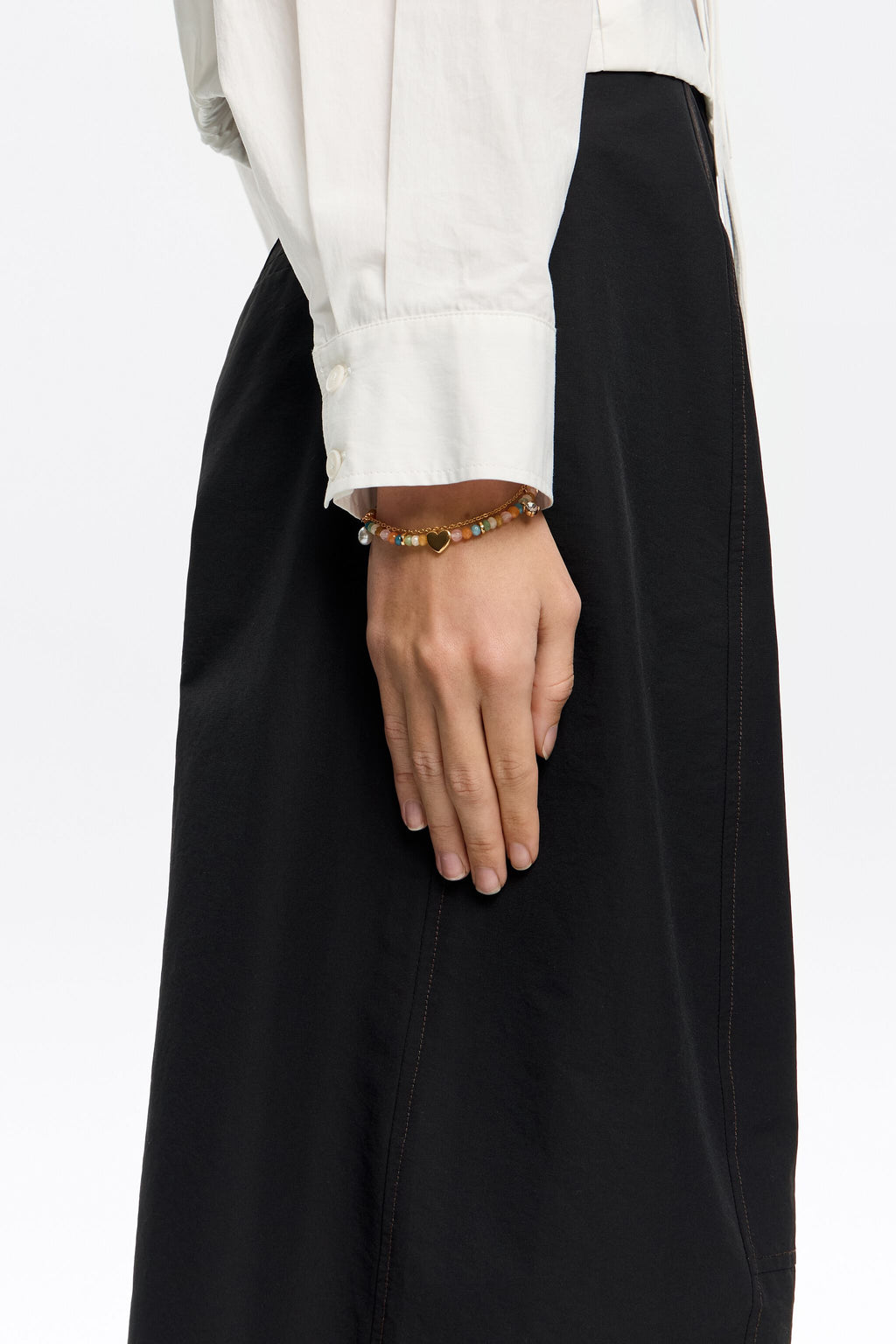 Gold heart and multicolor stones bracelet