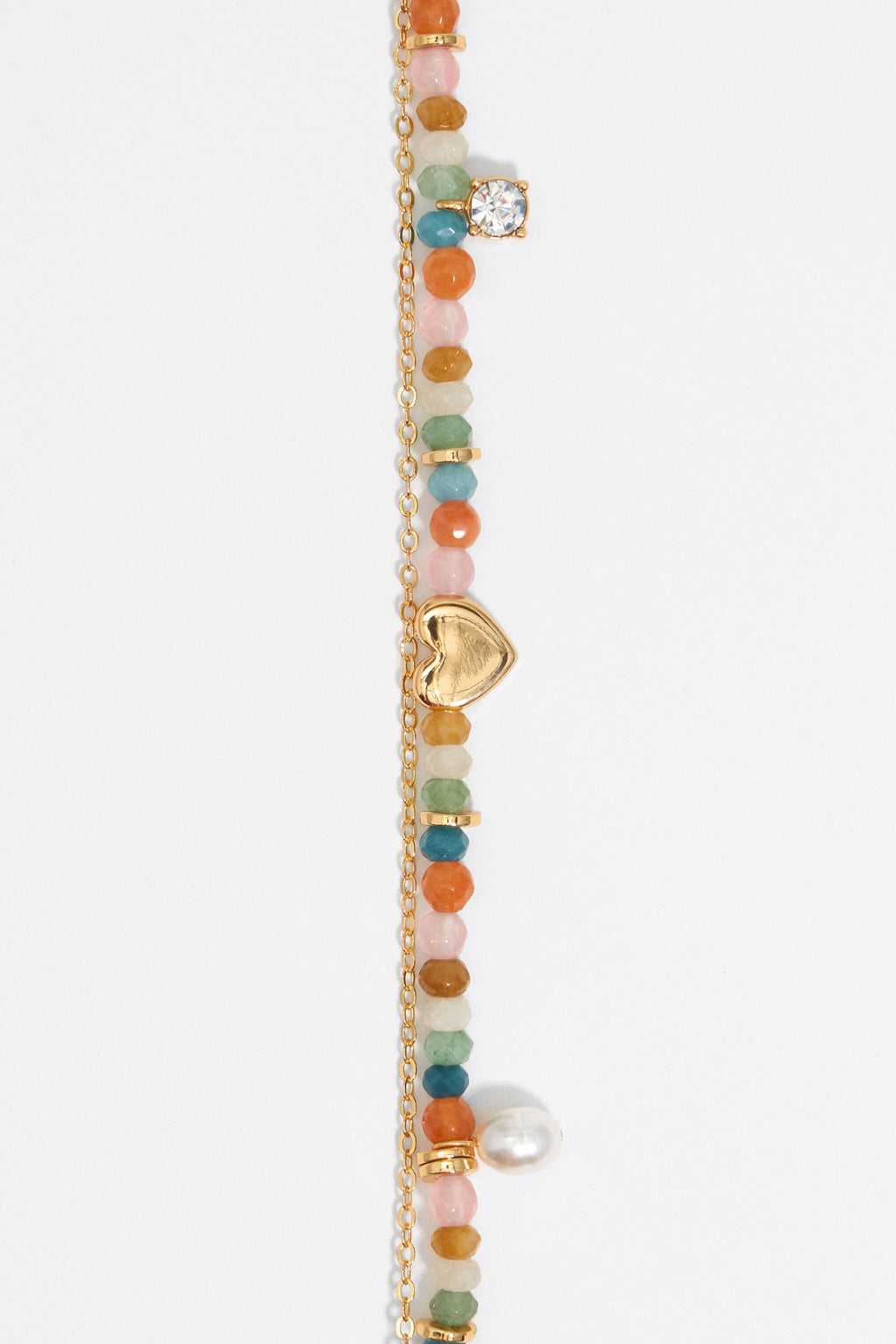Gold heart and multicolor stones bracelet