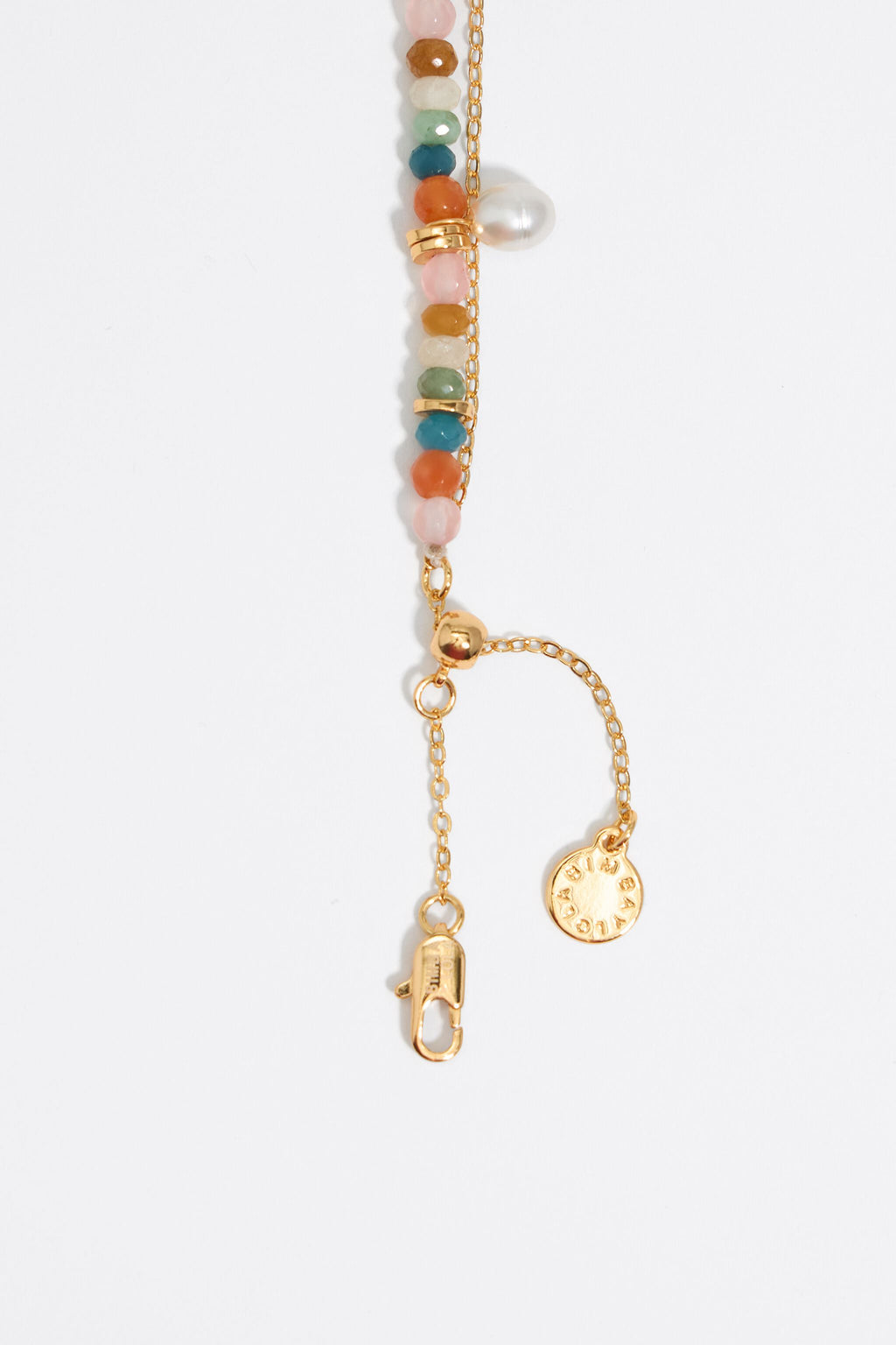 Gold heart and multicolor stones bracelet