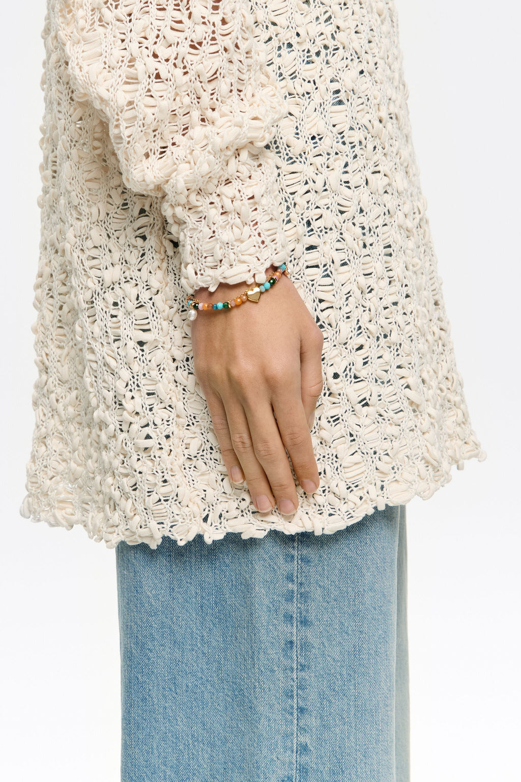 Gold heart and multicolor stones bracelet