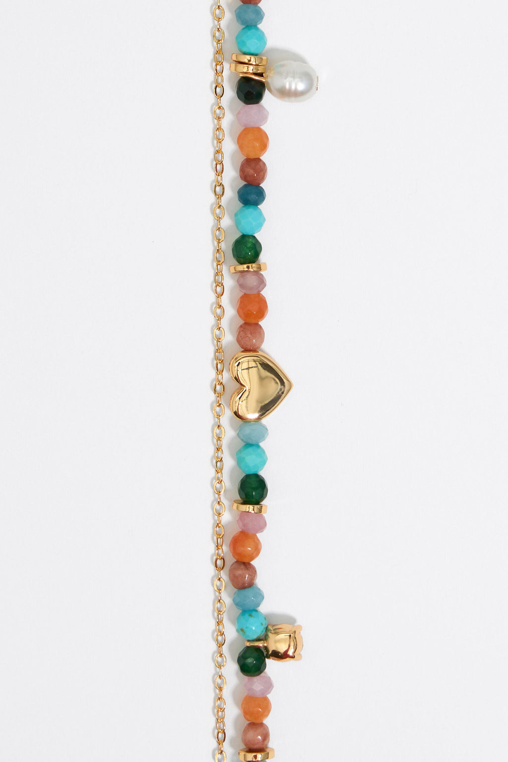 Gold heart and multicolor stones bracelet