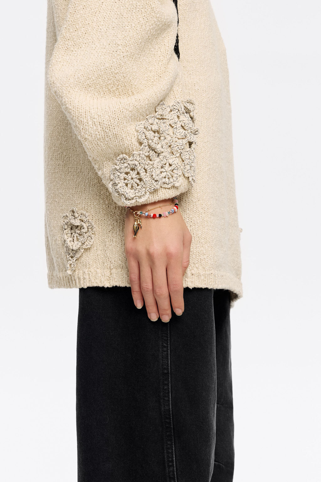 Multicolor stones, fish and seahorse necklace