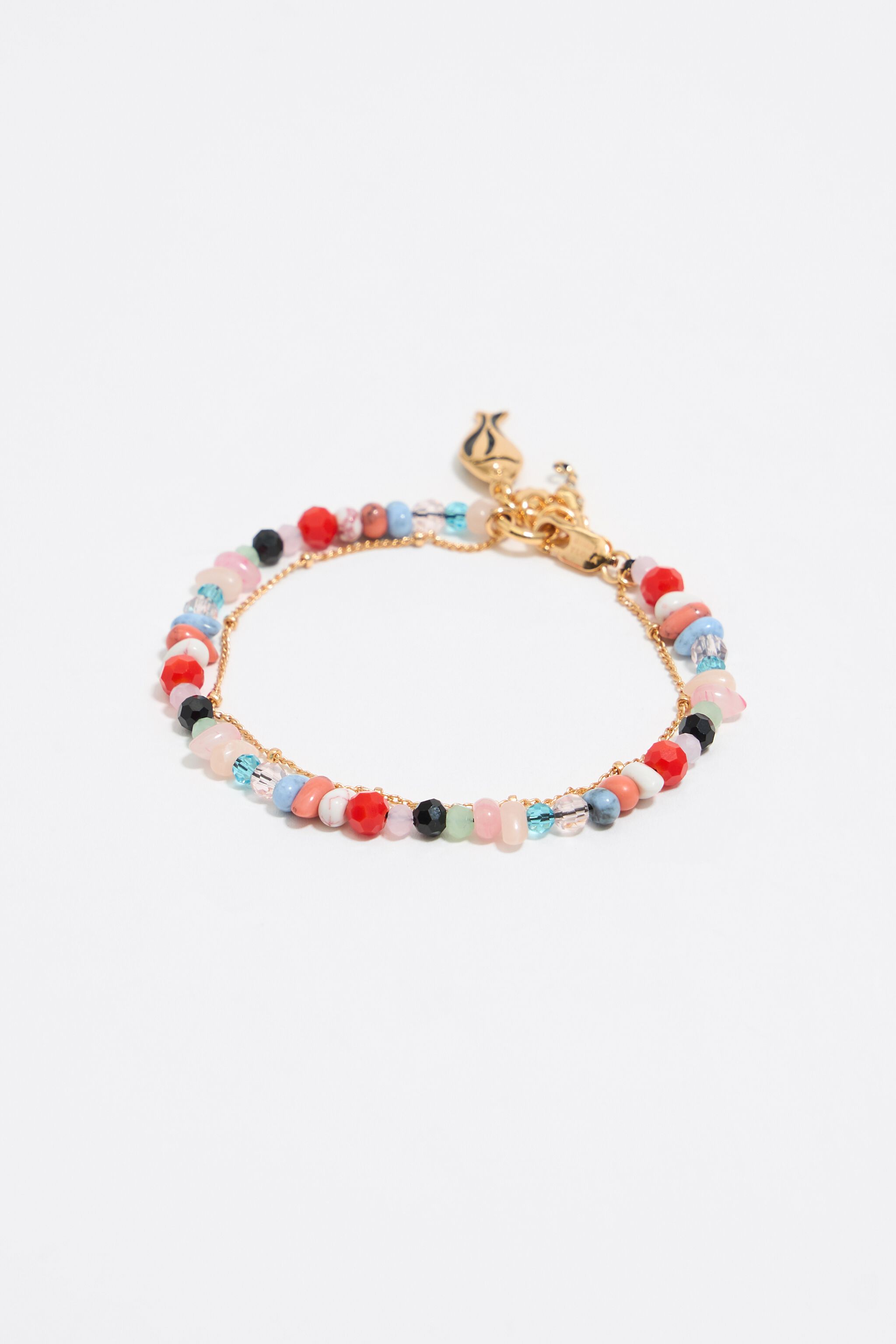 Multicolor stones, fish and seahorse necklace