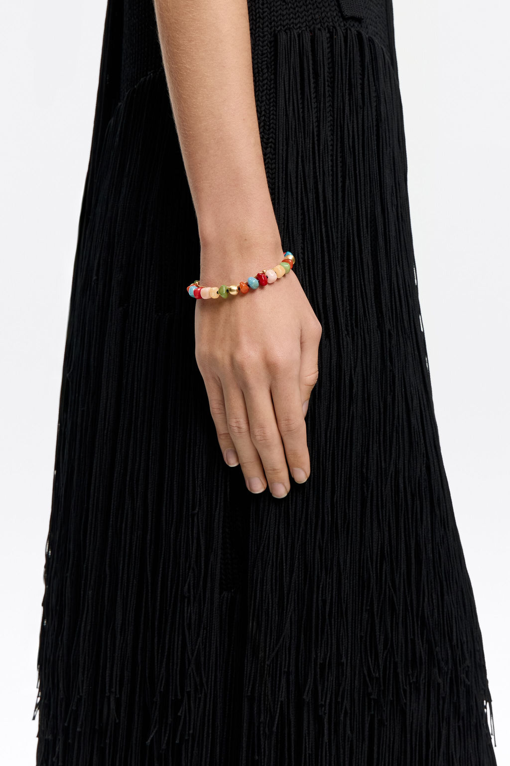 Multicolor stones and gold chain bracelet