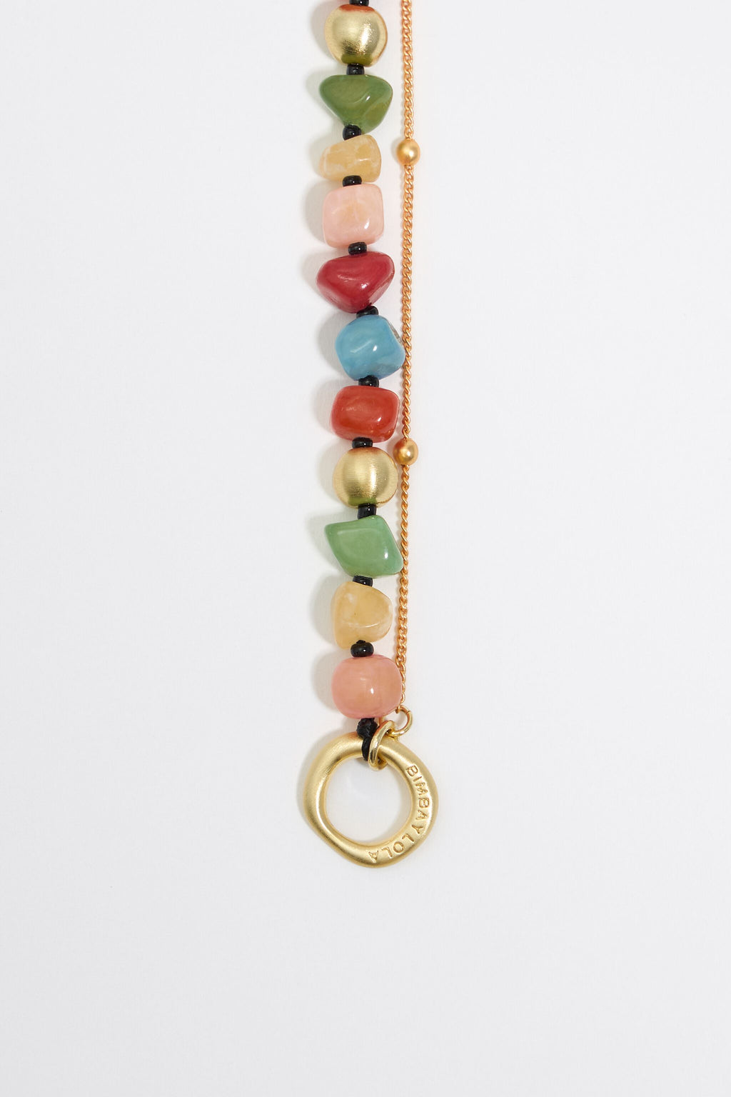 Multicolor stones and gold chain bracelet