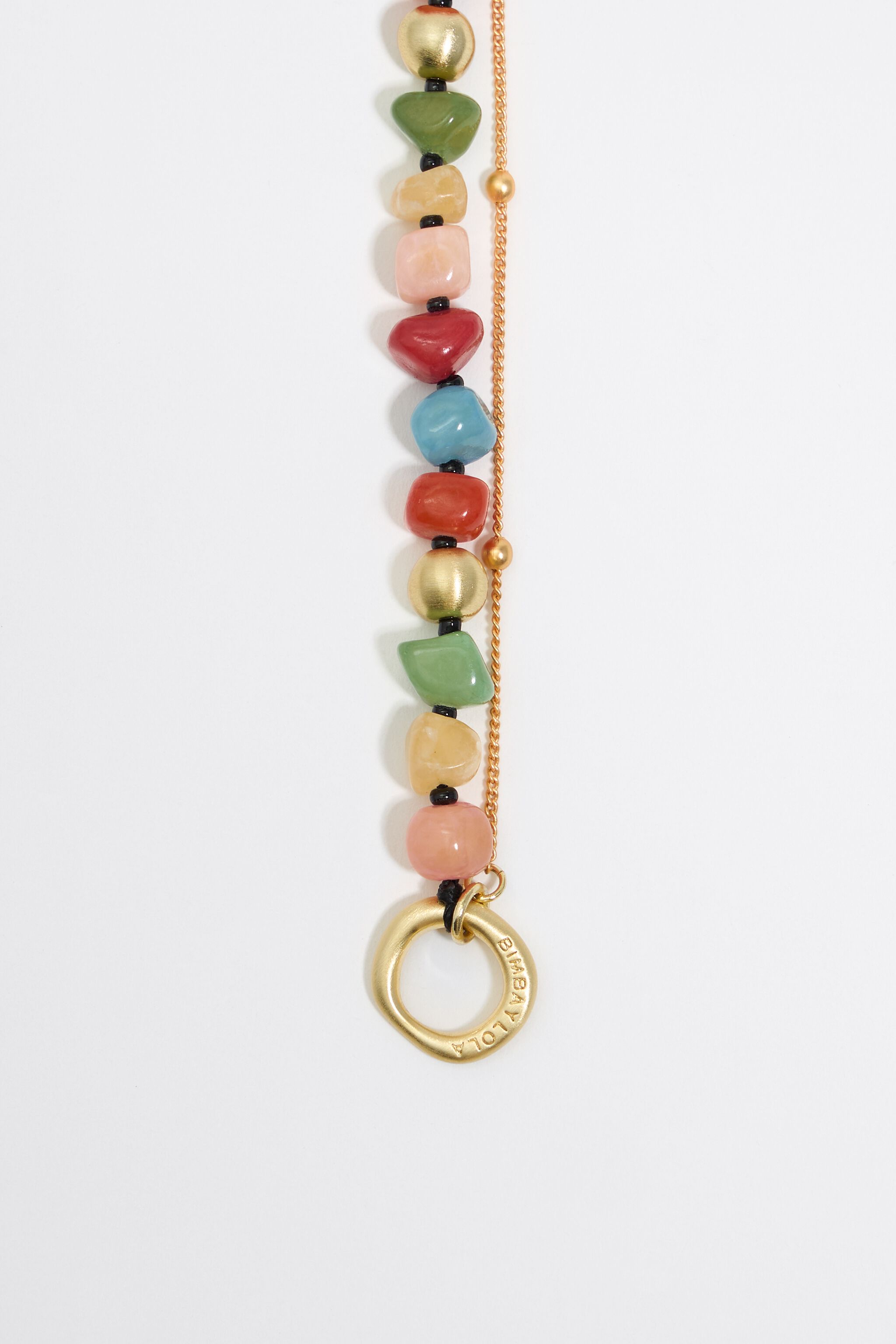Multicolor stones and gold chain bracelet