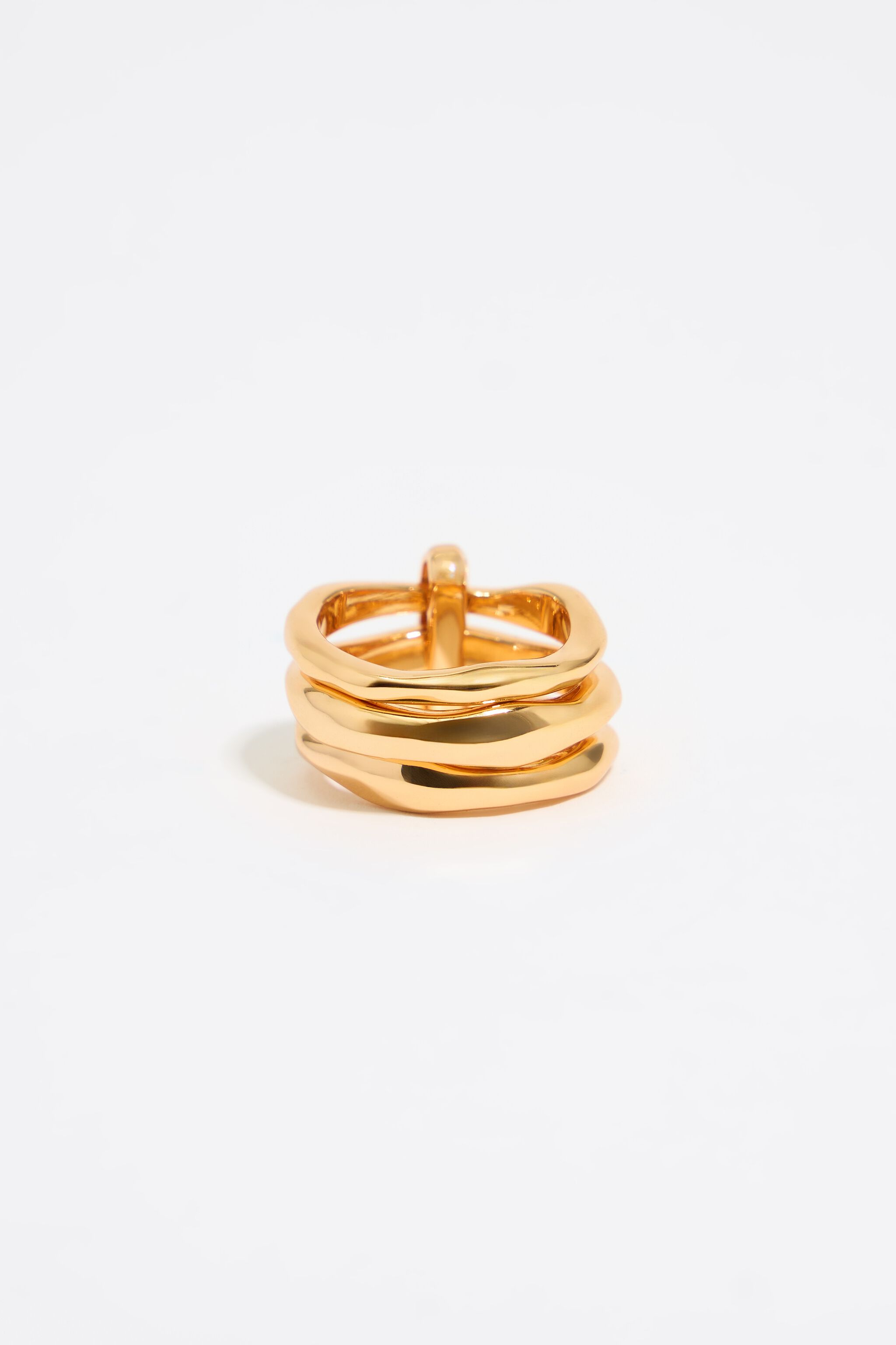 Textured gold triple ring