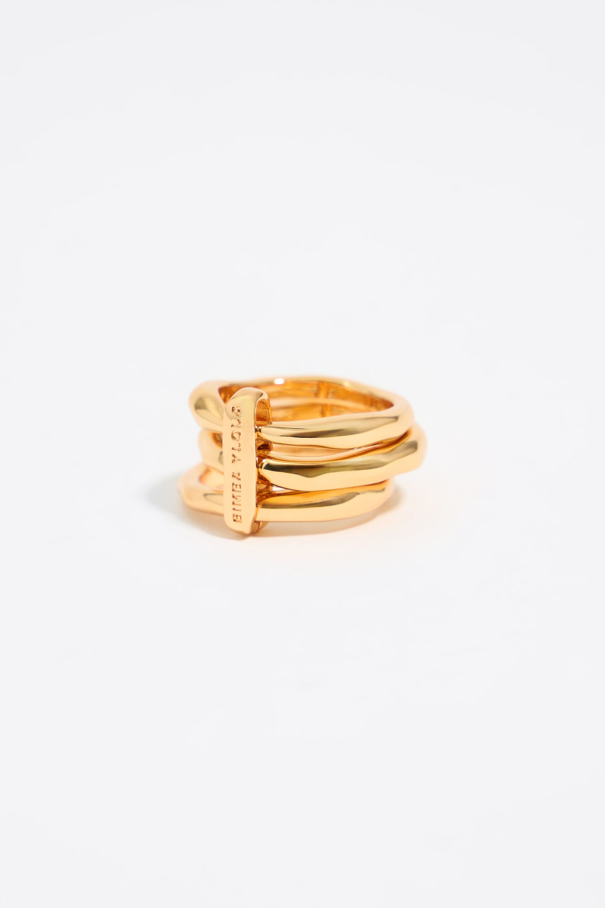 Textured gold triple ring