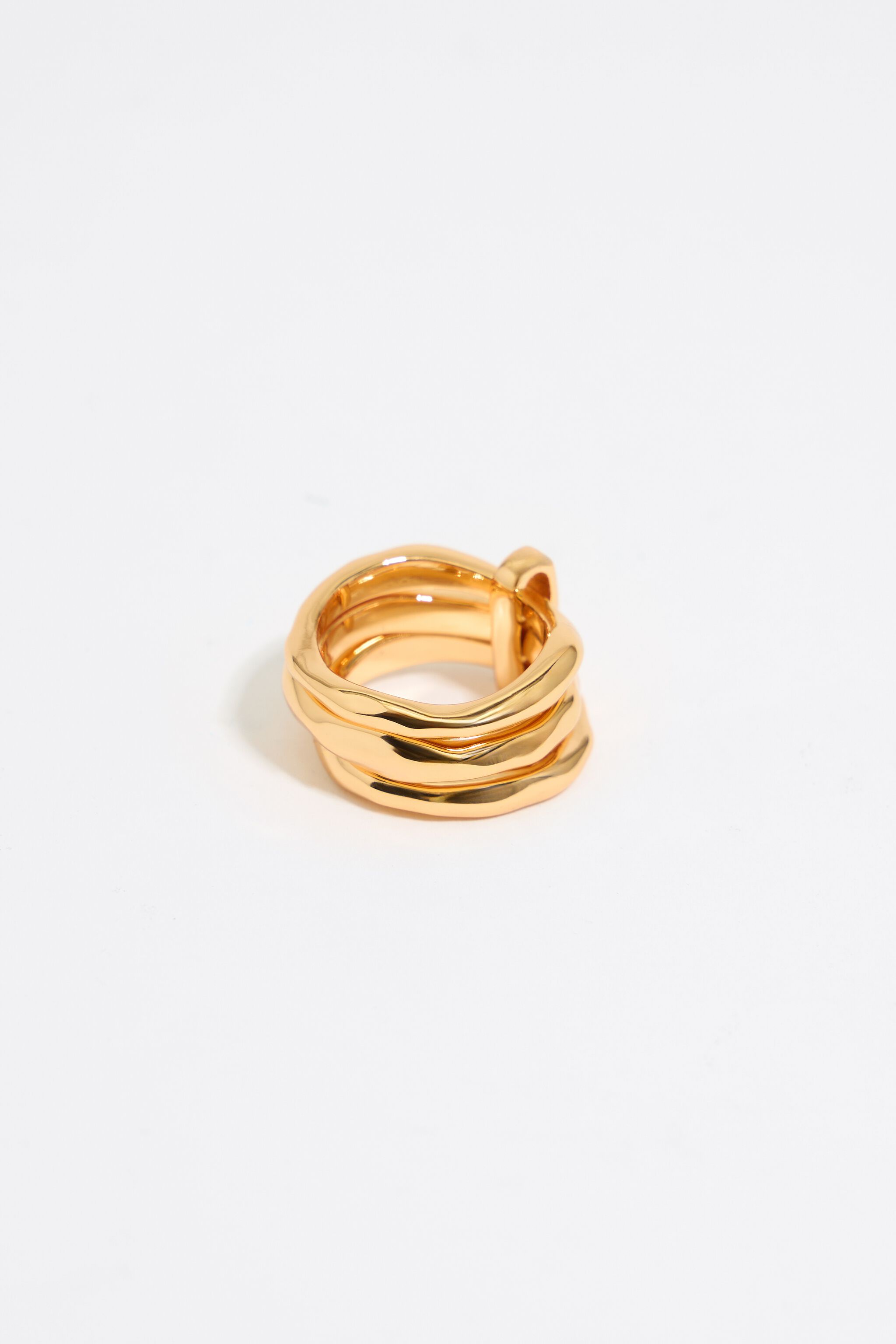 Textured gold triple ring