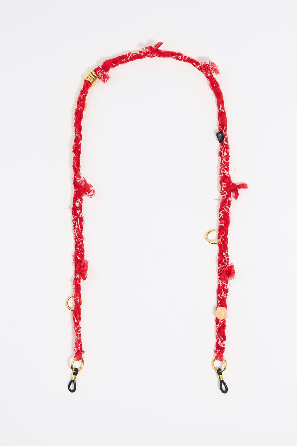 Red paisley fabric knot glasses chain
