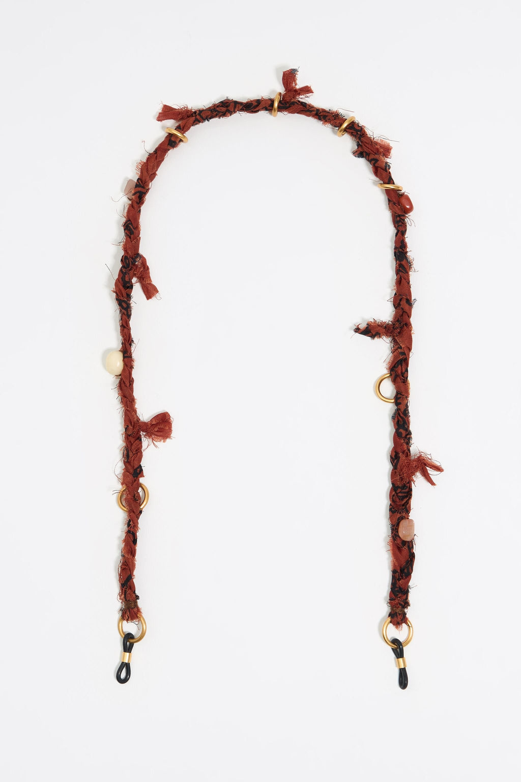 Brown paisley fabric knot glasses chain